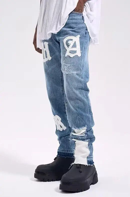 VIBE Street irregular printed straight jeans Size US 32 / EU 48 - 2 Thumbnail