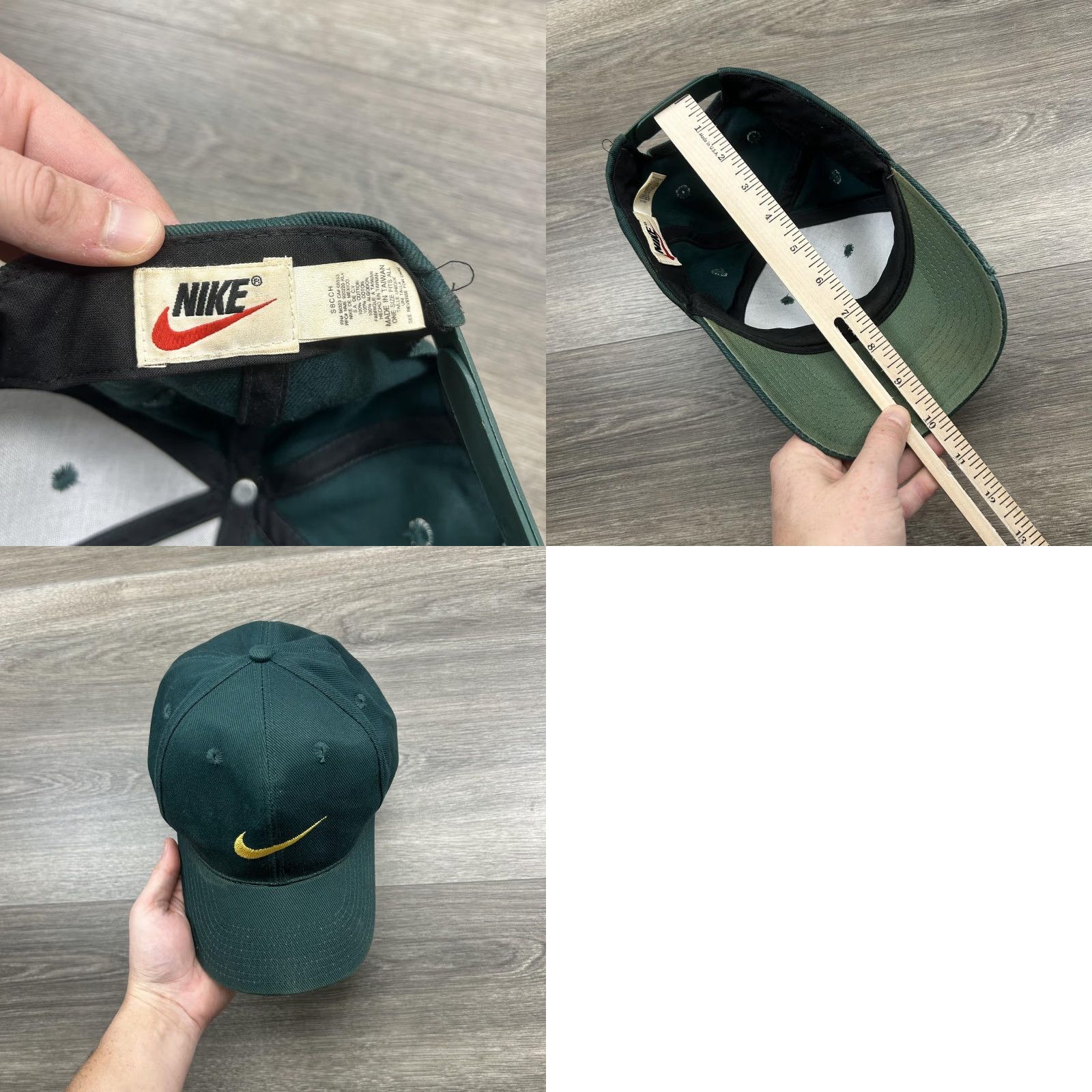 Nike VINTAGE Nike Hat Cap Mens S Green Yellow Swoosh Snap Back 90s RARE Baseball Cap Mens Adjustable Twill Cotton Front Swoosh 90s USA Women? Size ONE SIZE - 8 Thumbnail