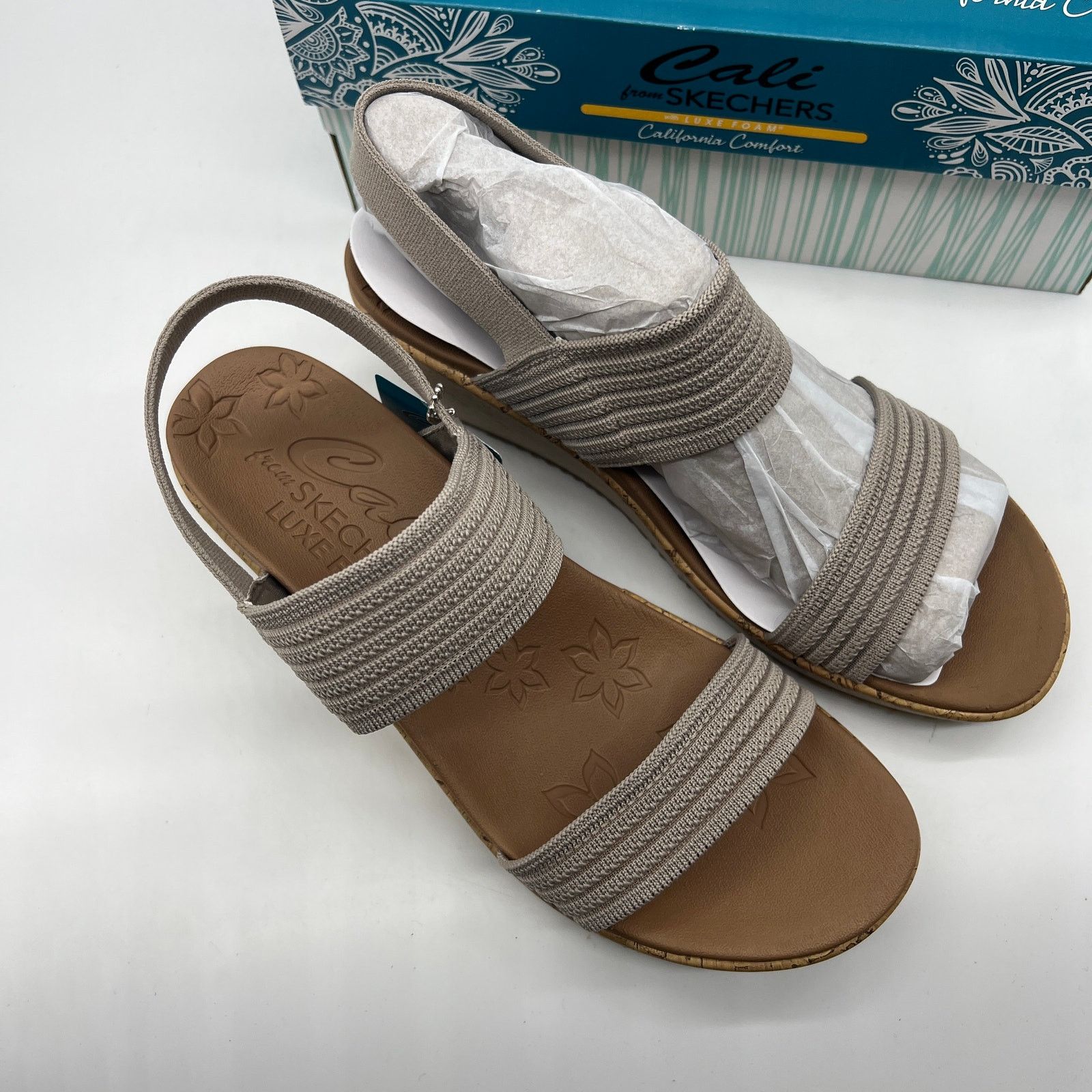 SKECHERS Skechers Beverlee Vegan Wedge Strappy Sandals Brown Gray Size US 11 / IT 41 - 2 Thumbnail