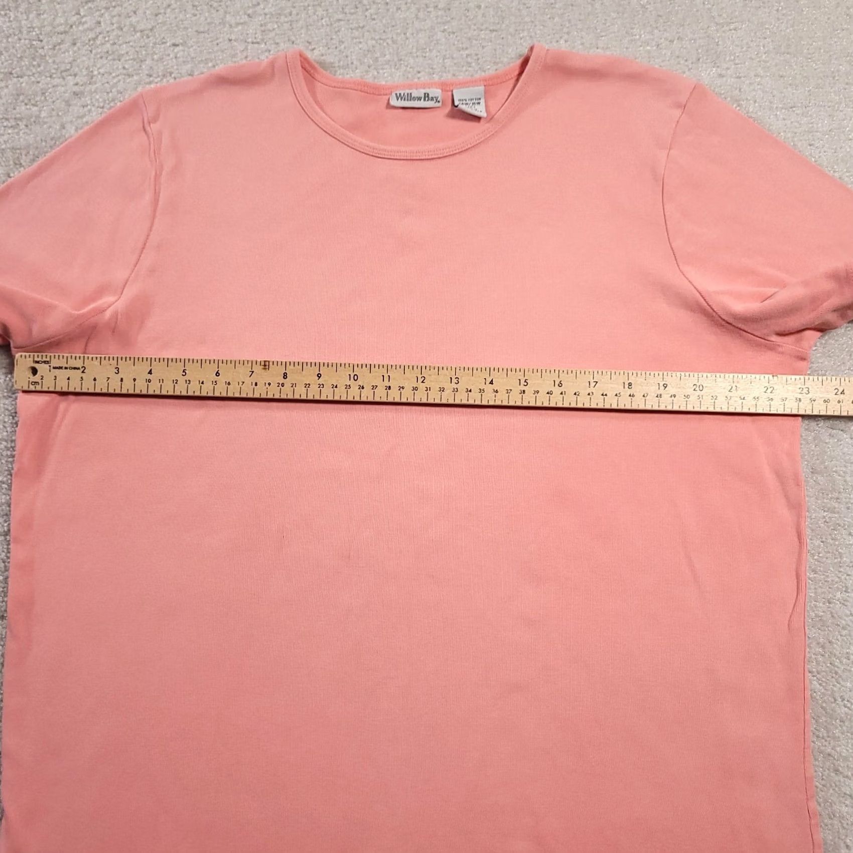 Vintage Willow Bay Womens Plus Size 1X Shirt Pink Short Sleeve Cotton T-Shirt Size XL / US 12-14 / IT 48-50 - 3 Thumbnail