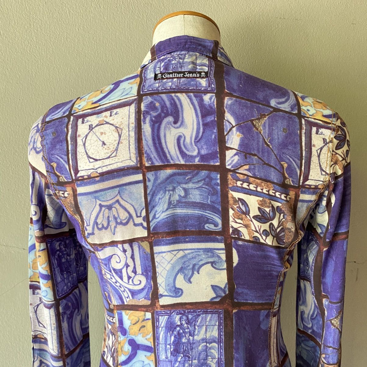 Jean Paul Gaultier Jean Paul Gaultier Vintage Ocean Mosaic Shirt Size US XXS / EU 40 - 18 Thumbnail