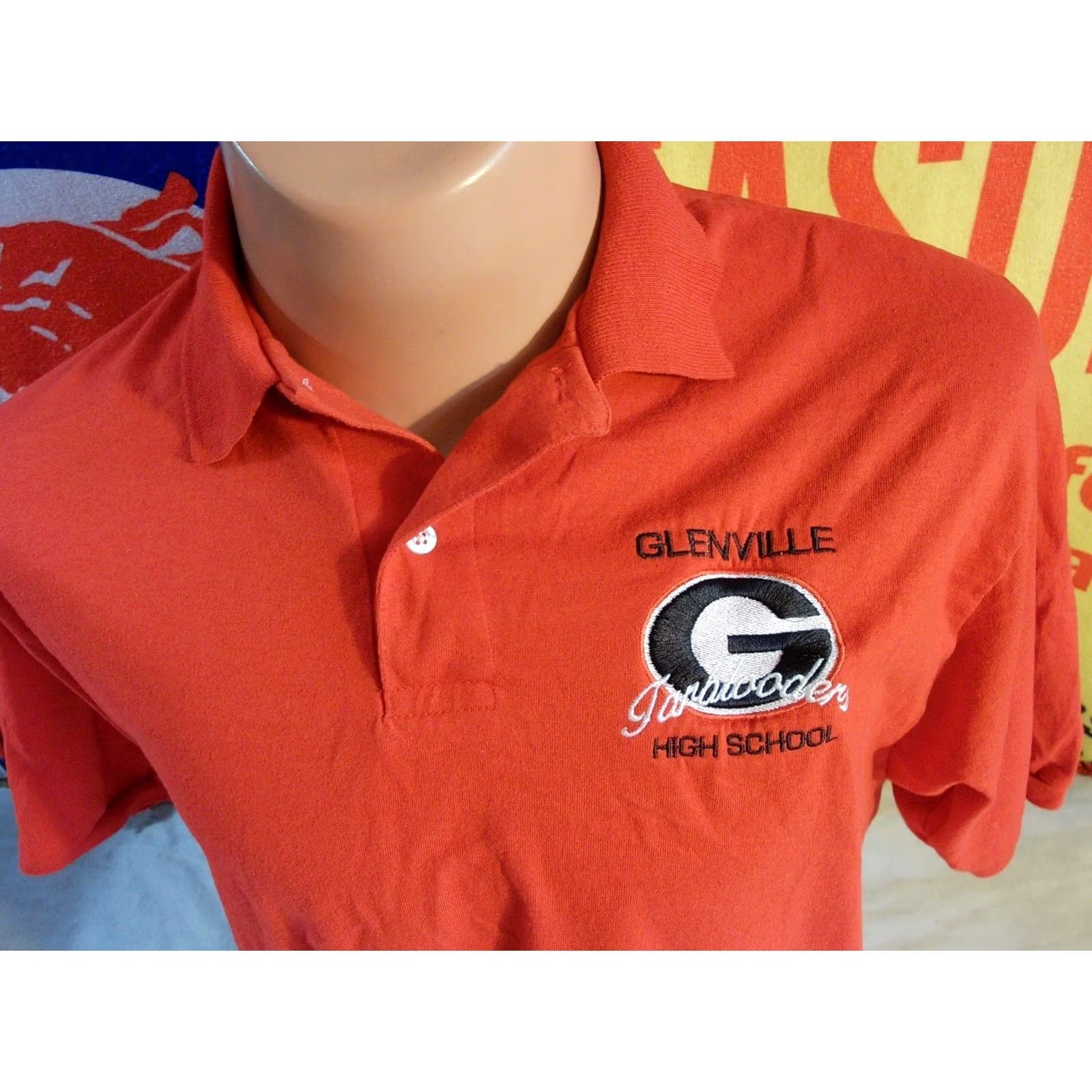 Jerzees Jerzees Polo Shirt Cleveland Glenville Tarblooders Vintage Mens XL Red Embroidered Logo School Sports Shirt Size US XL / EU 56 / 4 - 2 Thumbnail