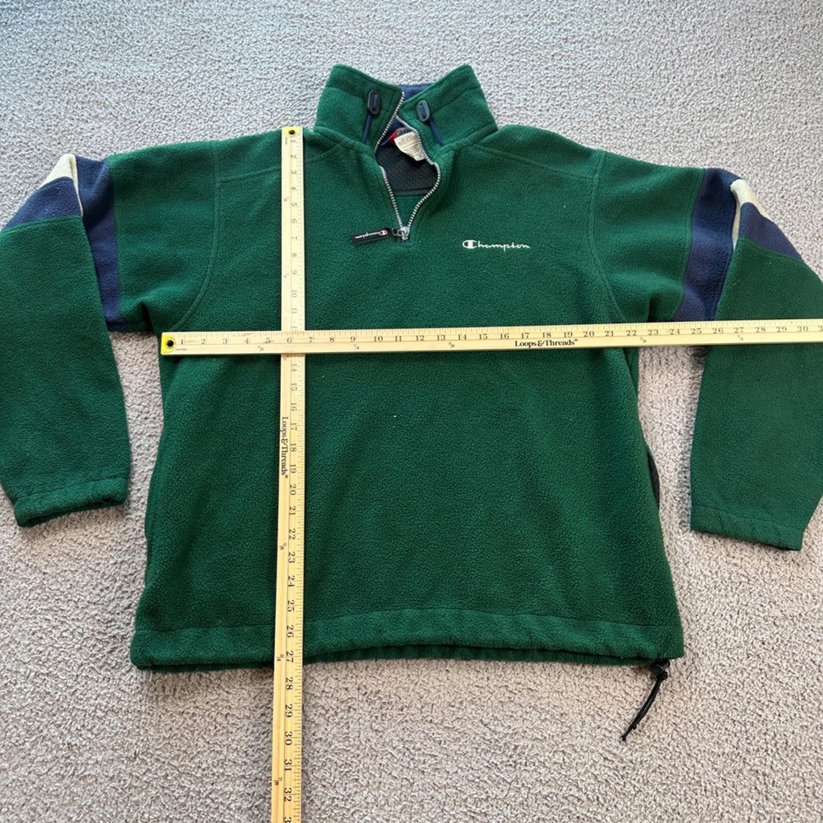Champion Vintage Champion Green Fleece Quarter Zip Pullover Mens M Size US M / EU 48-50 / 2 - 2 Thumbnail