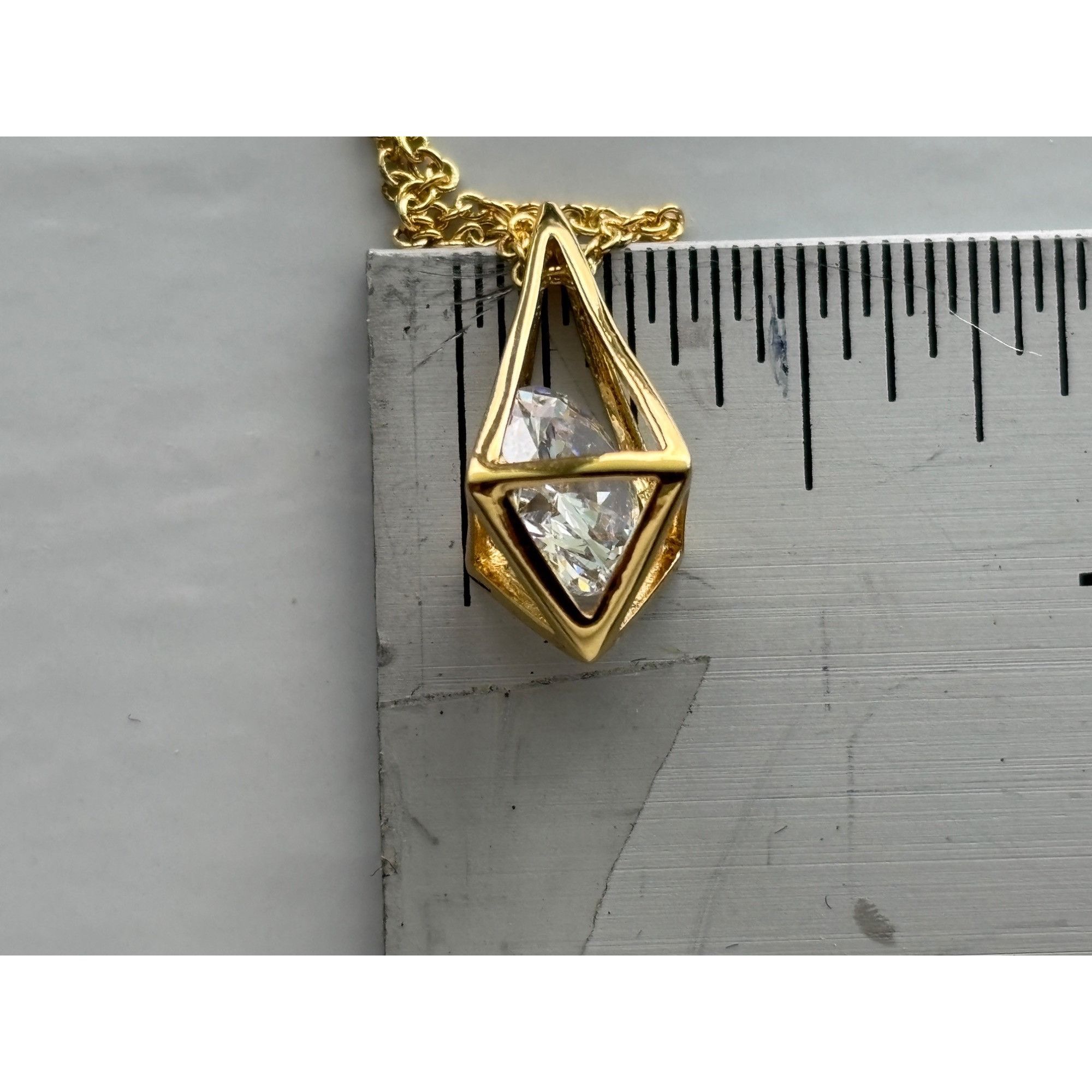 Other Gold Plated Geometric Pendant Necklace With Clear Crystal On Size ONE SIZE - 5 Thumbnail