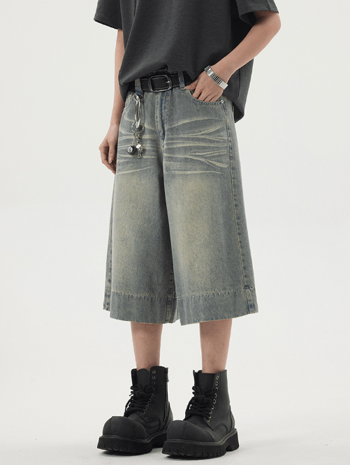 Japanese Brand × Jean American retro washed loose distressed denim shorts Size US 32 / EU 48 - 2 Thumbnail