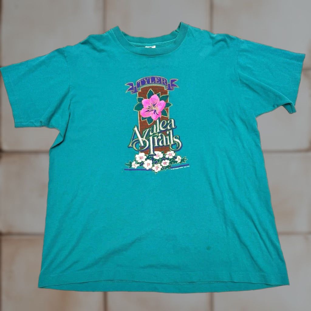 Rails VTG 90s USA Blue T-Shirt Single Stitch 1993 Azalea Trails Tyler Texas XL Men Graphic Shirt Overall Brand Single Size US XL / EU 56 / 4 - 1 Thumbnail