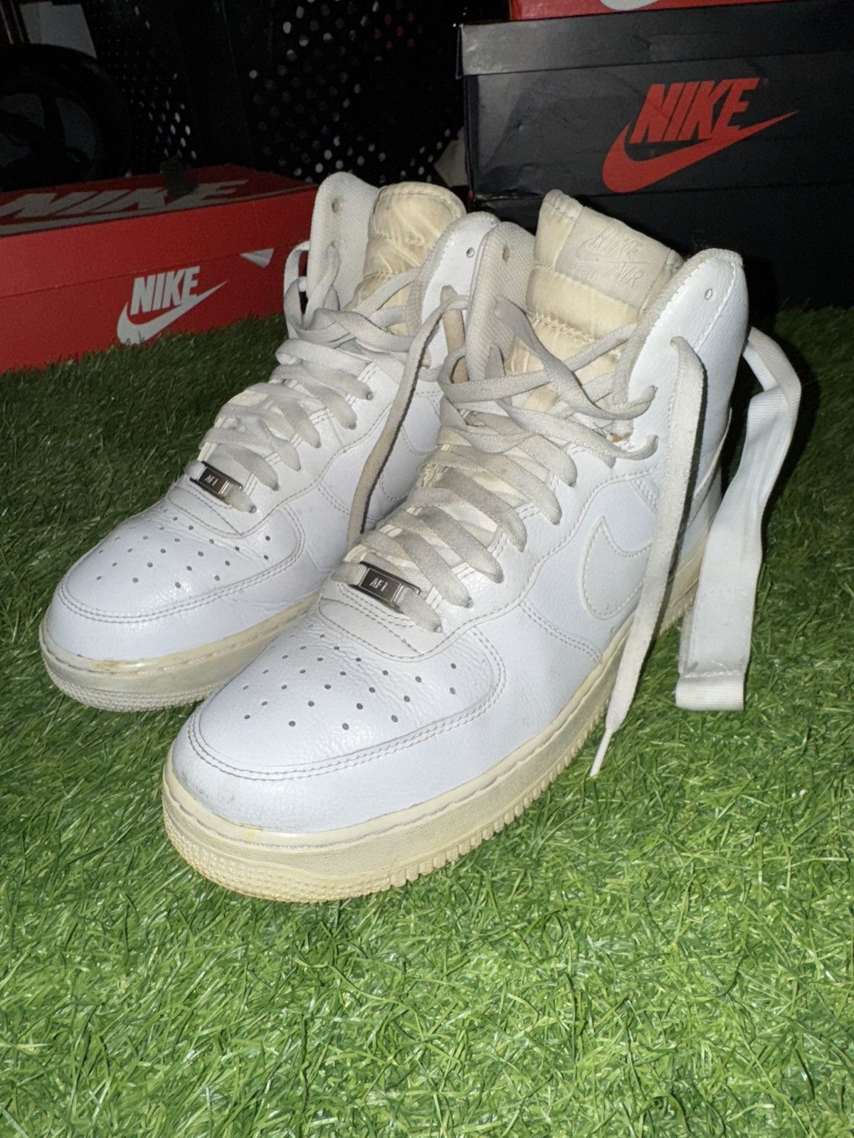 Nike Air Force 1 AF1 White High Top Sneakers