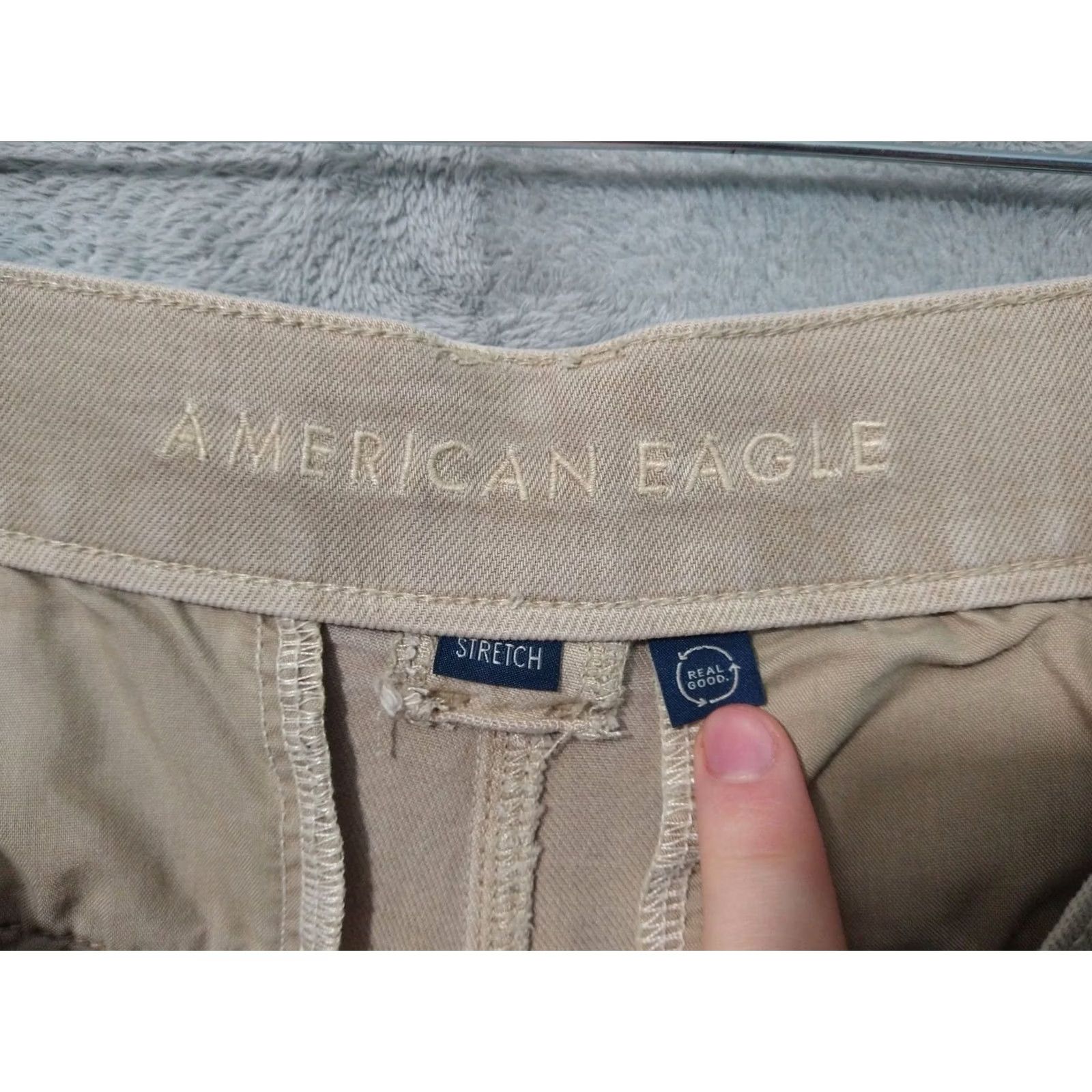 American Eagle Outfitters American Eagle Outfitters Pants Womens 12 Short Super High Rise Wide-Leg Baggy Stretch Chino Beige Twill Cotton Lyocell Jeans Trouser Size 34" / US 12 / IT 48 - 7 Thumbnail
