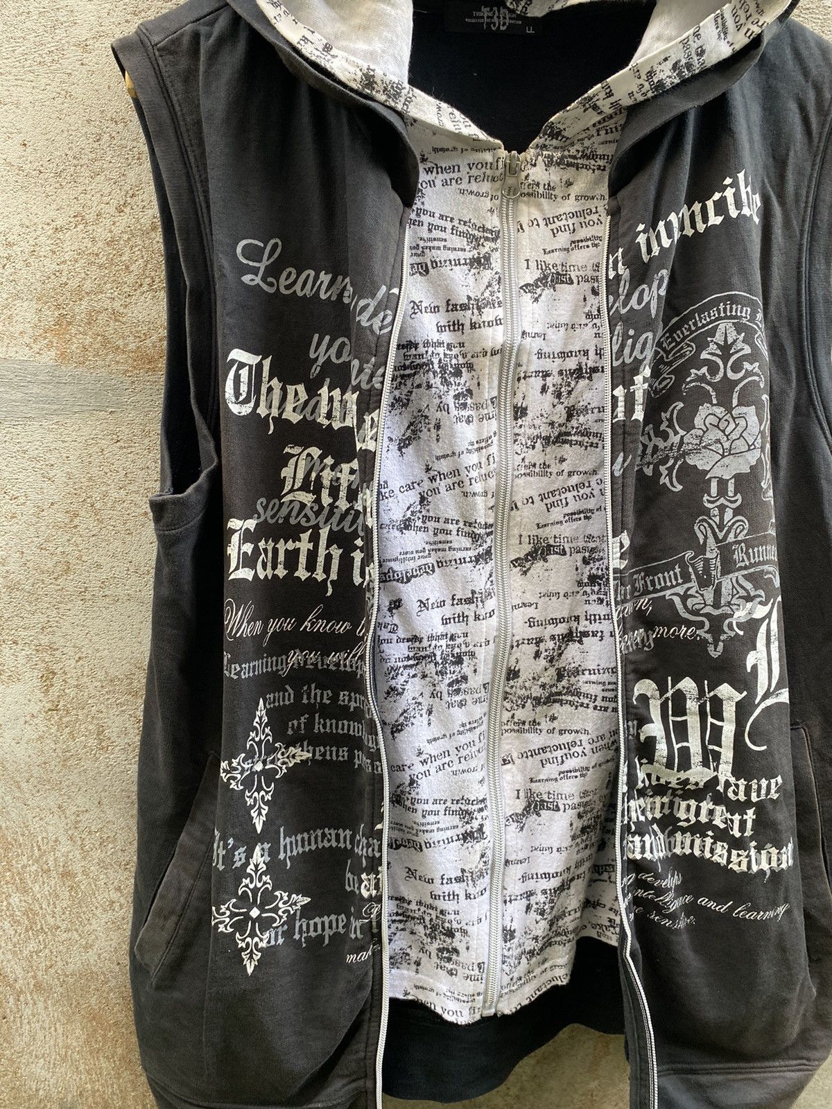 Triune Double Layer Zip Hoodie Poem Seditionaries