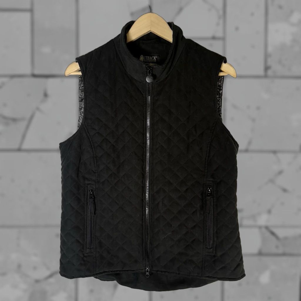 Vintage Outback Trading Company Black Quilted Full Zip Vest Womens Size L Size L / US 10 / IT 46 - 1 Thumbnail