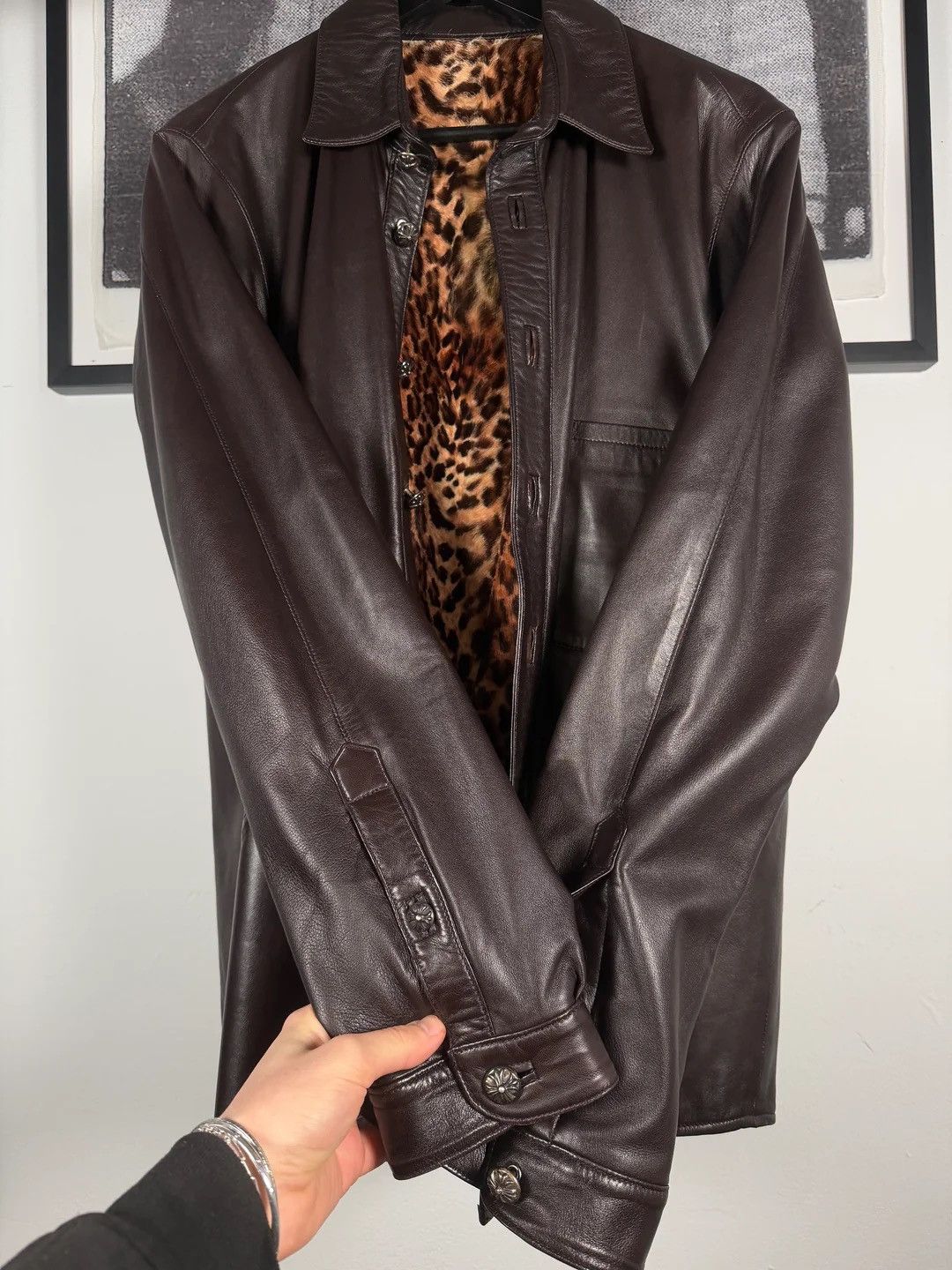 Chrome Hearts 🚭 ULTIMATE CHROME GRAIL🚭90s 100% RABBIT FUR LEOPARD LEATHER Size US L / EU 52-54 / 3 - 5 Thumbnail