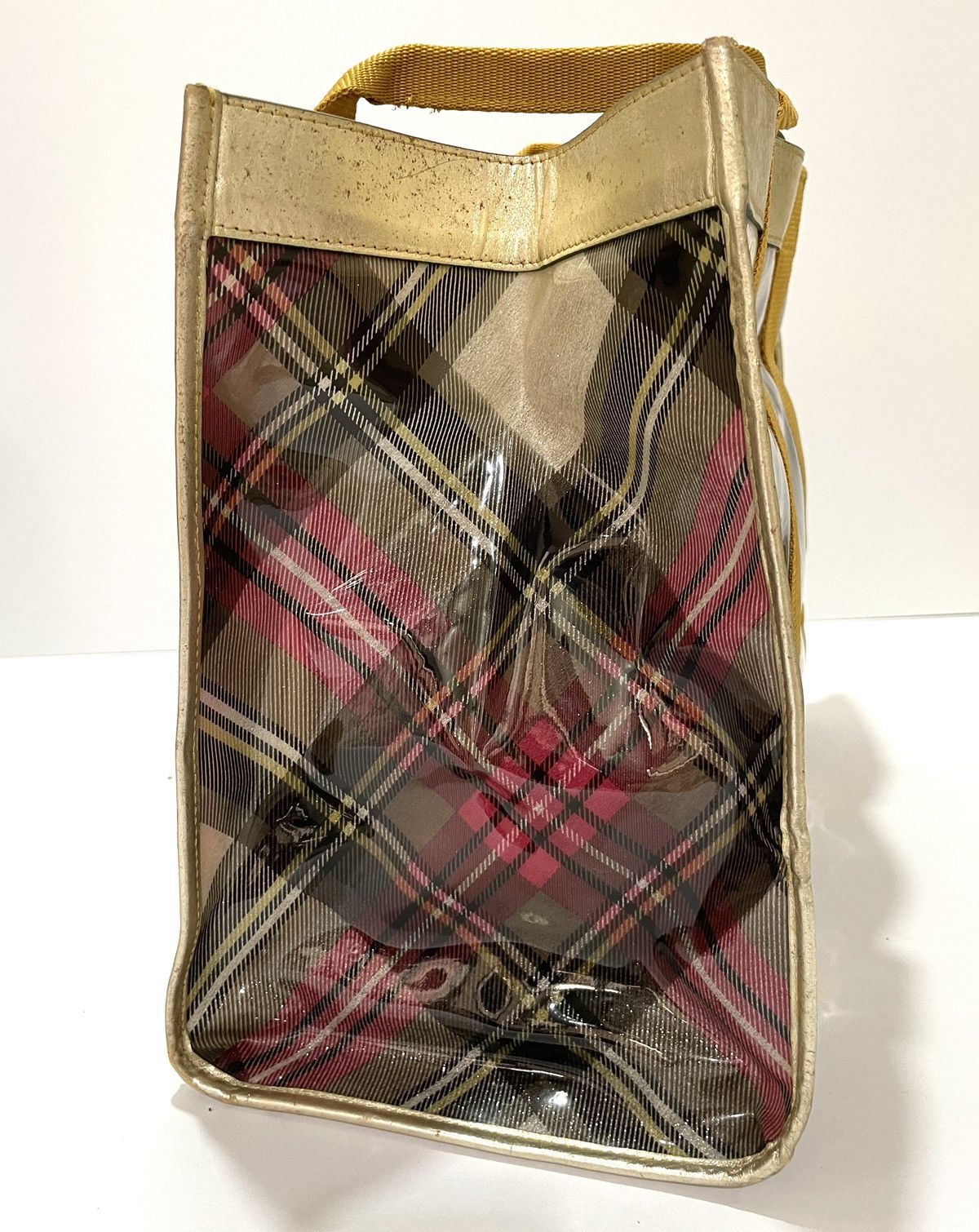 Vivienne Westwood Tartan PVC Tote with Matching Pouch – Gold Trim Size ONE SIZE - 8 Thumbnail