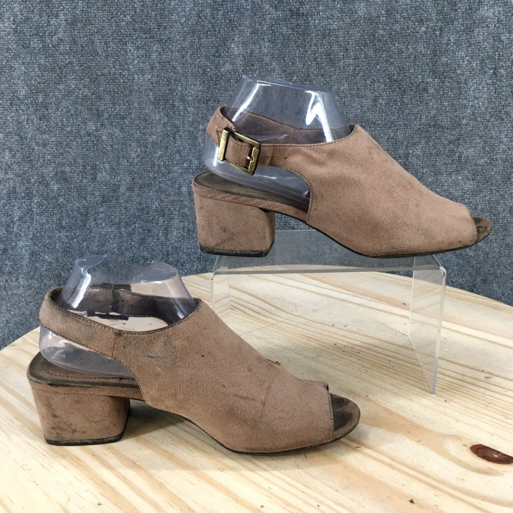 Vintage LifeStride Sandals Womens 8.5 M Relay Open Toe Slingback Brown Fabric Size US 9 / IT 39 - 2 Thumbnail