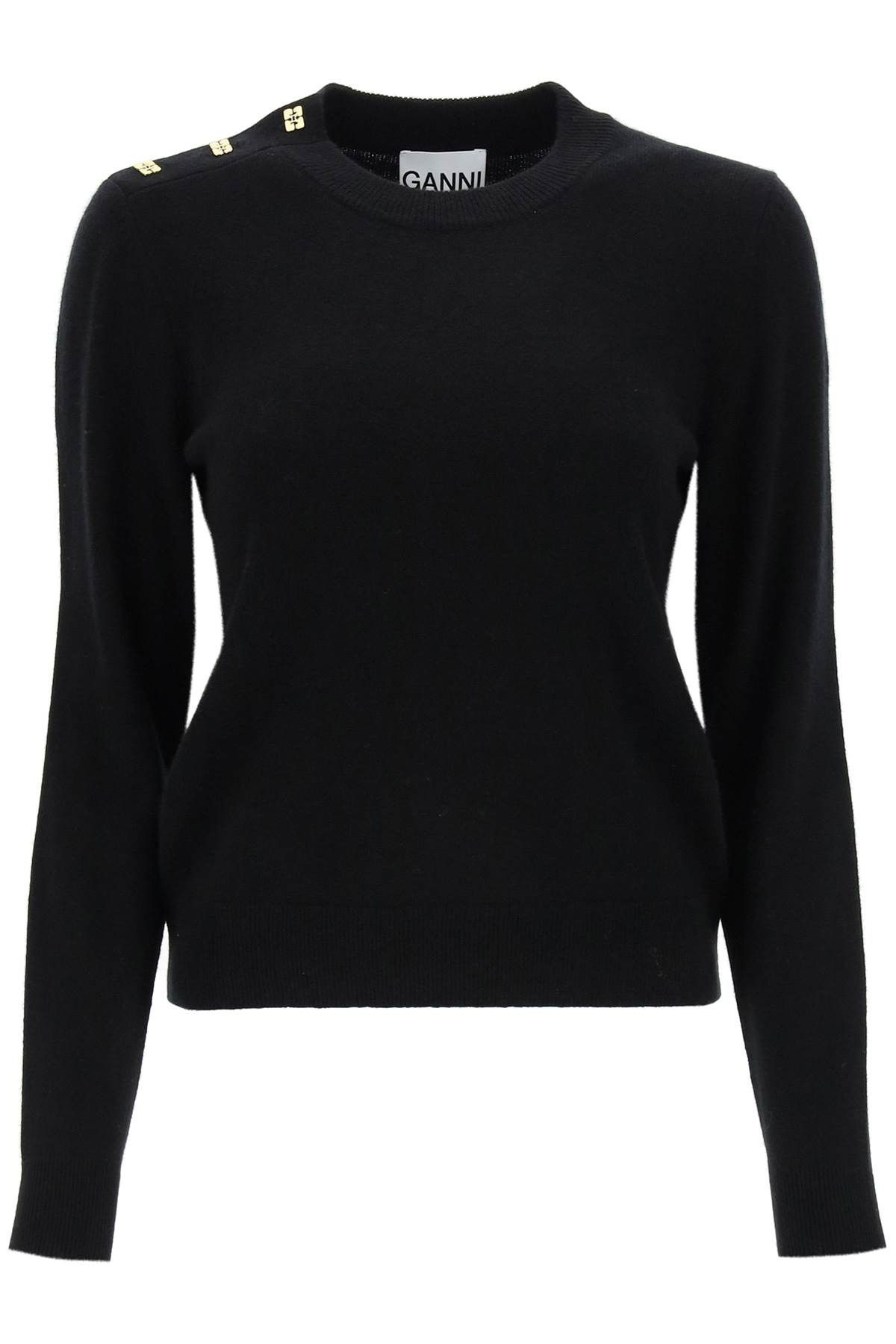 image of Ganni Sweater With Ganni Butterfly Buttons Size S For Women in Black