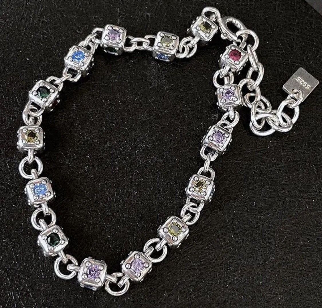 Jewelry Rose Flower Cross Shiny Colorful Crystal Bracelet Size ONE SIZE - 4 Thumbnail