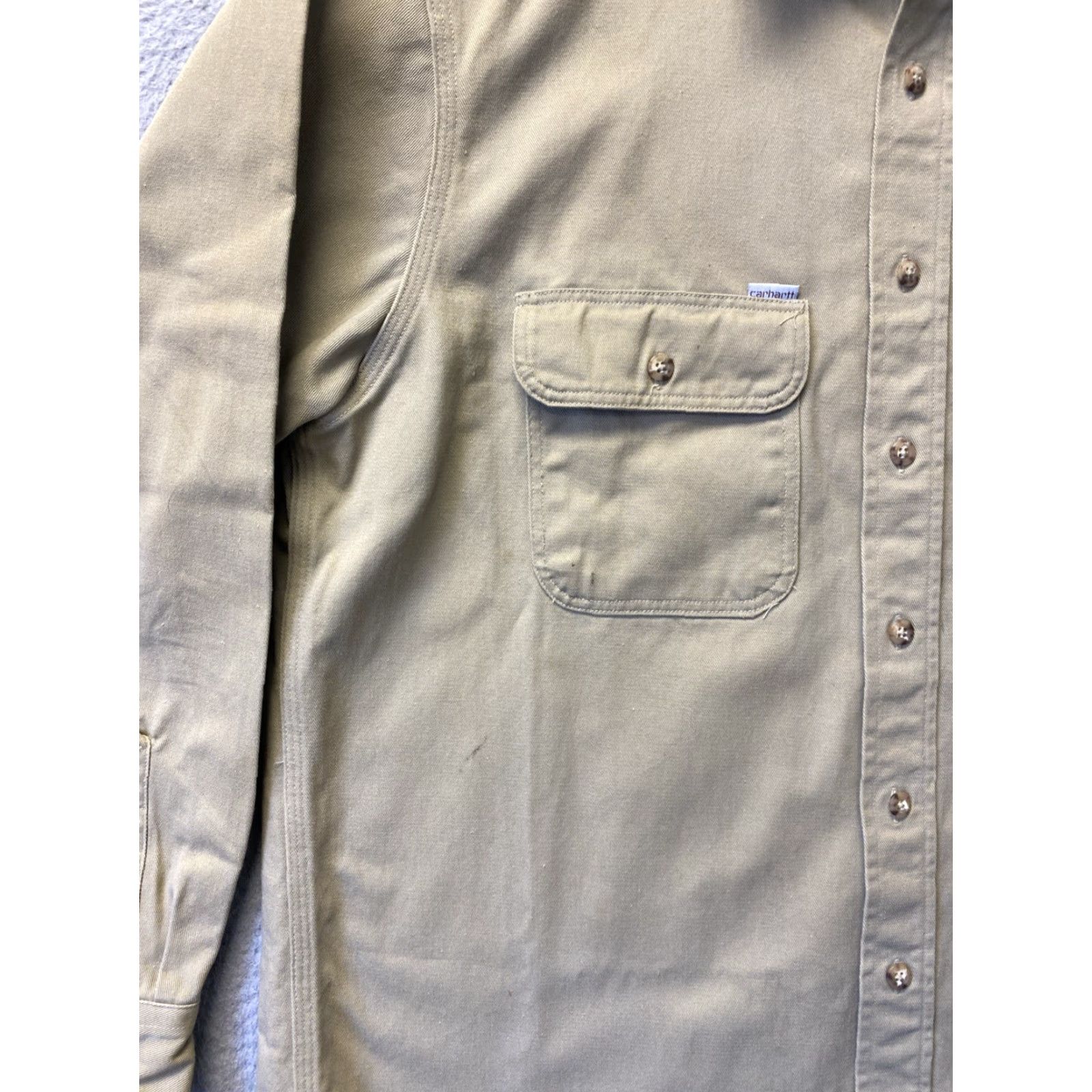 Carhartt VINTAGE Carhartt Outdoor Rugged Shirt Men Large Khaki Cotton Twill Casual Fall Winter Spring Size US L / EU 52-54 / 3 - 6 Thumbnail