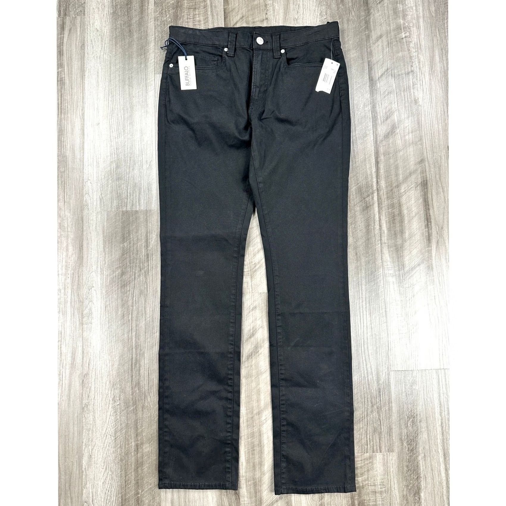 Buffalo David Bitton Buffalo David Bitton Ash Slim Men's 31x34 Garment Dyed Black Stretch Chino Jeans Size US 31 - 3 Thumbnail