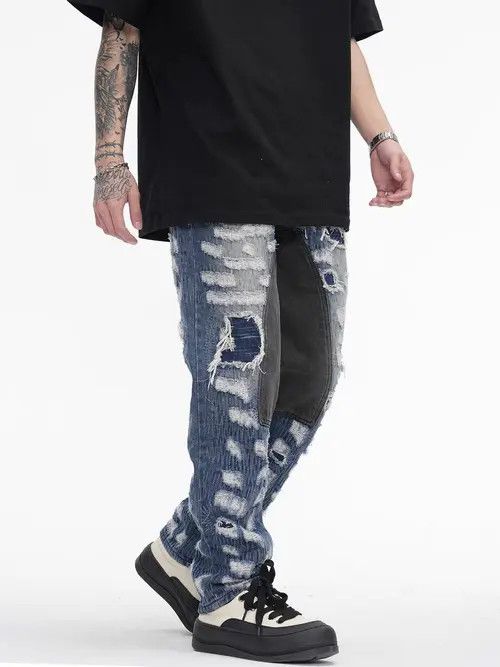 VIBE Punk wash ink loose casual ripped jeans y2k Size US 32 / EU 48 - 8 Thumbnail