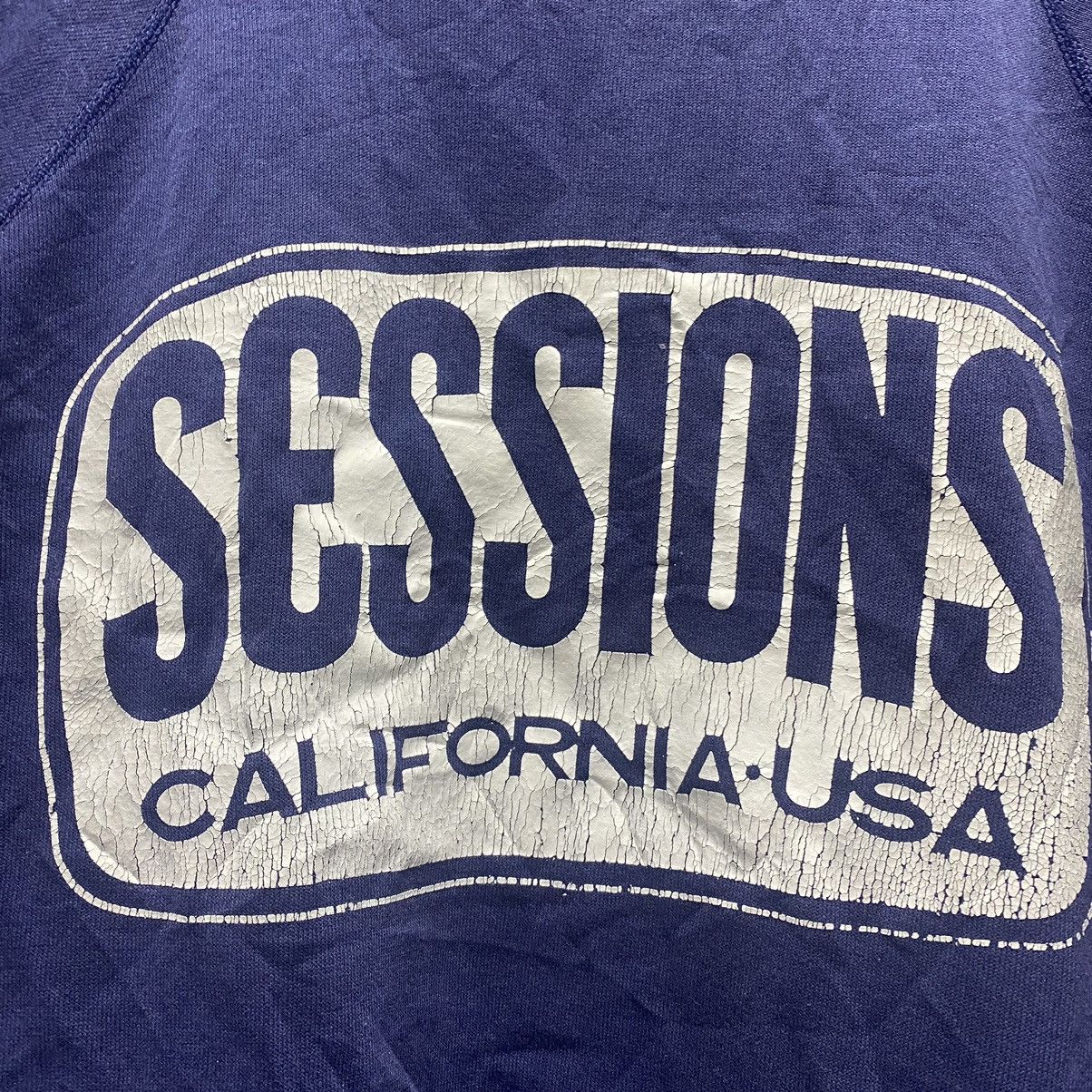 Sessions × Shorty's Skateboards × Vintage Rare💥 Vintage 80s Sessions Skate Distress Sweater Rayon Size US L / EU 52-54 / 3 - 4 Thumbnail