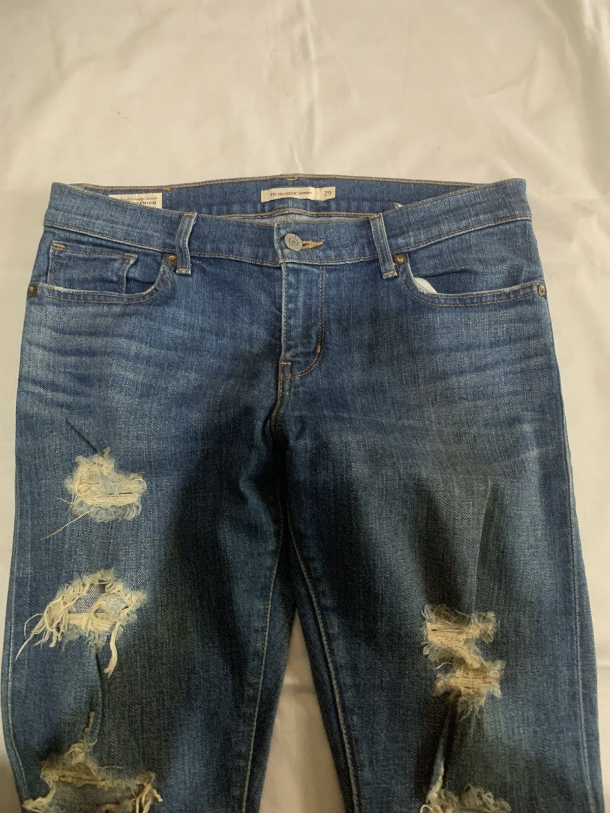 Levi's Selvedge Distressed Levi's Slim Jeans Denim Long Pants Size US 28 / EU 44 - 3 Thumbnail