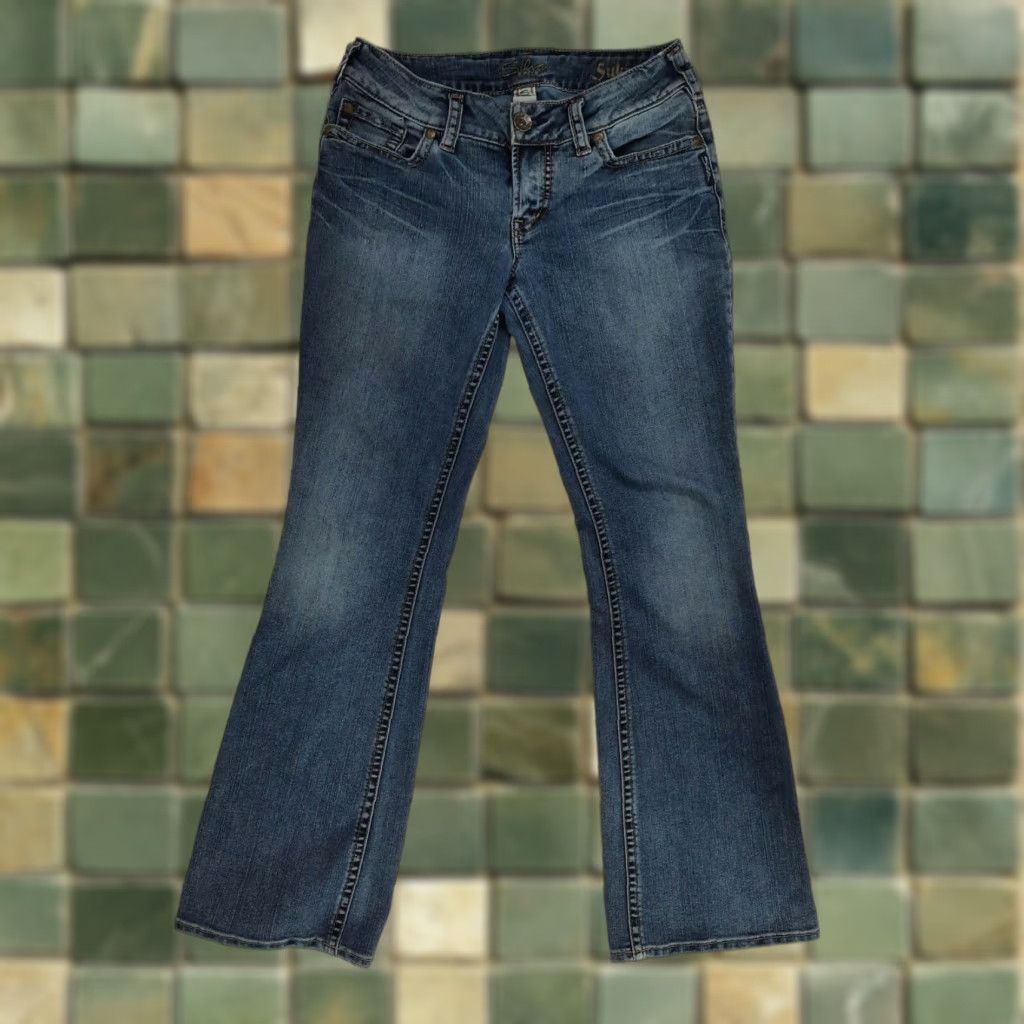 Silver Jeans Co. VINTAGE Silver Jeans Suki Bootcut Jeans Women's 28x32 Dark Wash Low Rise Stretch Pockets Denim Size 28" / US 6 / IT 42 - 1 Thumbnail