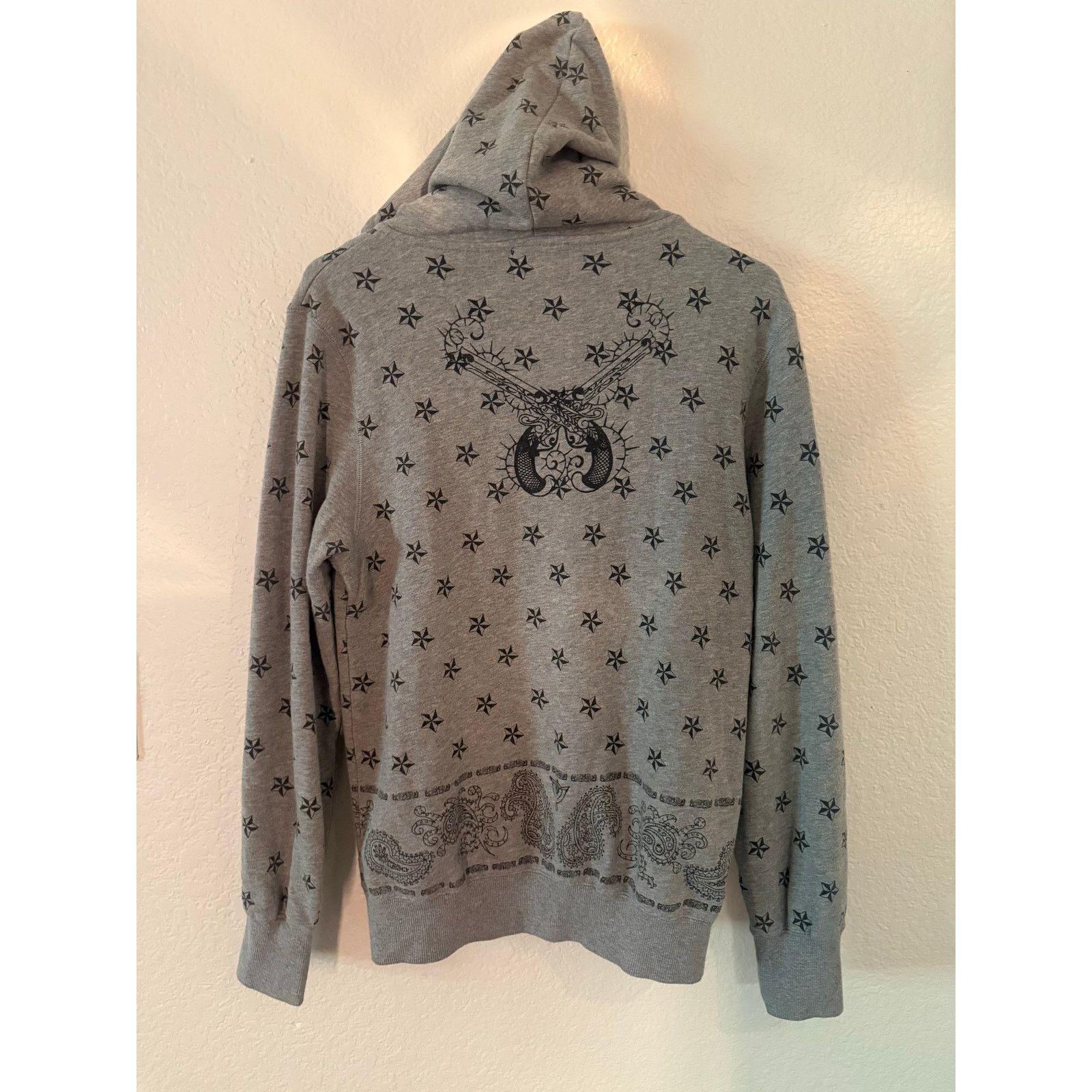 Japanese Brand 291295 District Zip Hoodie Bandana Print Gray Size US M / EU 48-50 / 2 - 2 Thumbnail