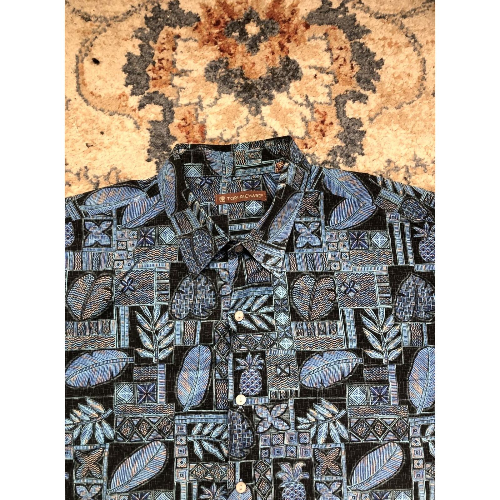 Tori Richard Tori Richard Shirt Mens XL Blue Hawaiian Tropical Aloha Short Sleeve Button Up Size US XL / EU 56 / 4 - 2 Thumbnail