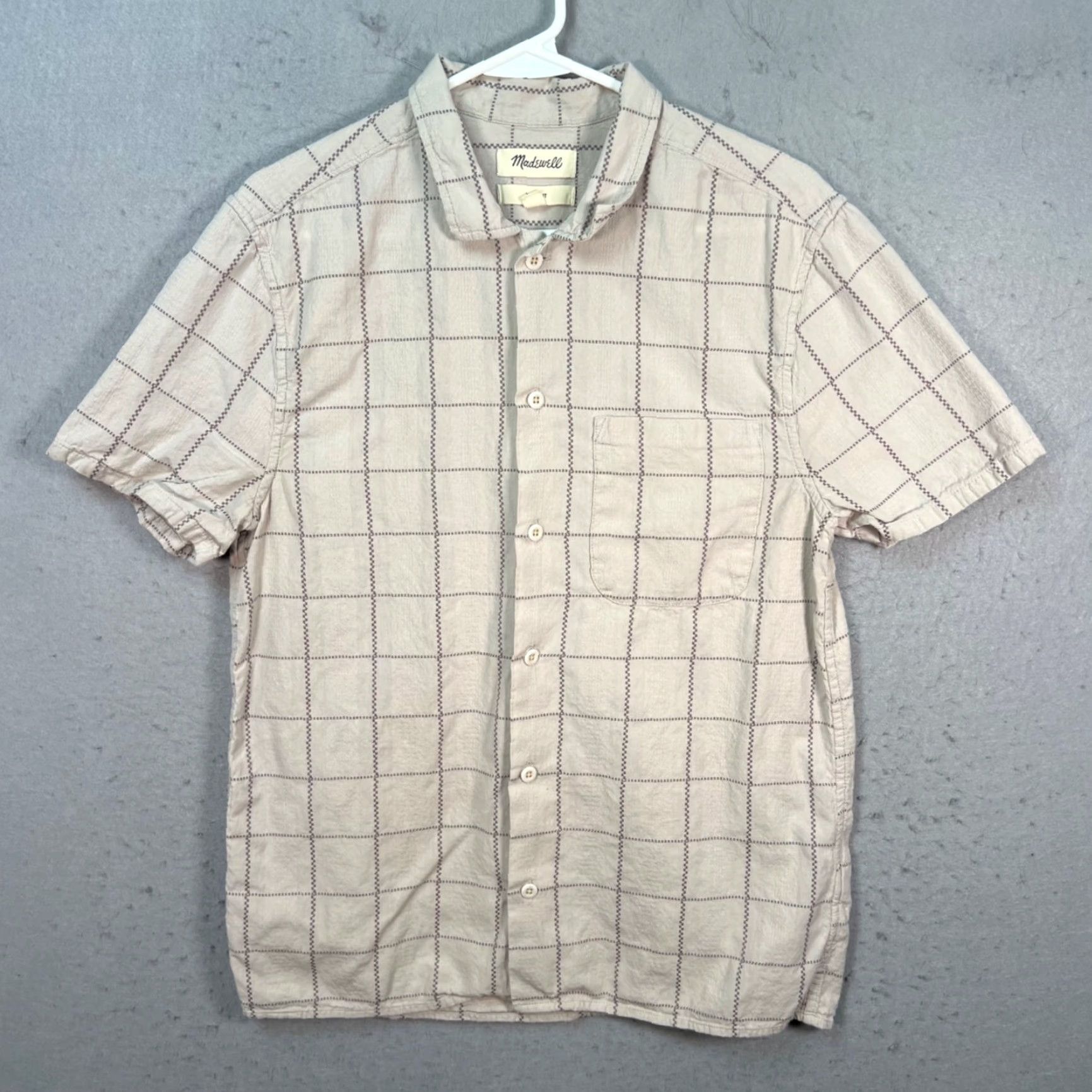 Madewell Madewell Mens Small Beige Checkered Short-Sleeve Button-Down Shirt Easy Fit Shirt Mens Small Beige Checkered Short-Sleeve Button-Down Shirt Size US S / EU 44-46 / 1 - 2 Thumbnail