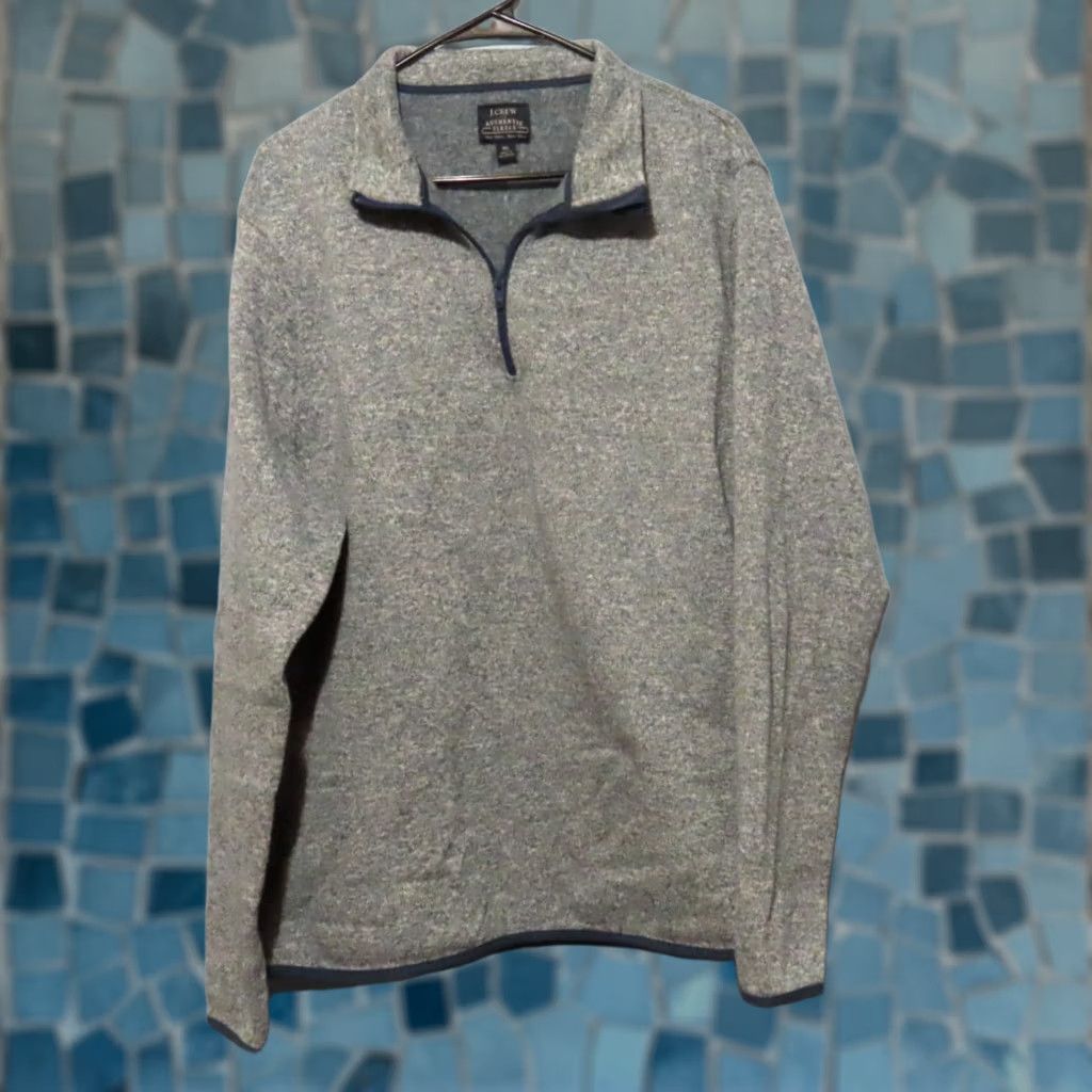 J.Crew J.CREW Authentic Sweater Men XL Marled Fleece Mock Neck Pullover Gray Solid Long Sleeve Casual Knit Size US XL / EU 56 / 4 - 1 Thumbnail