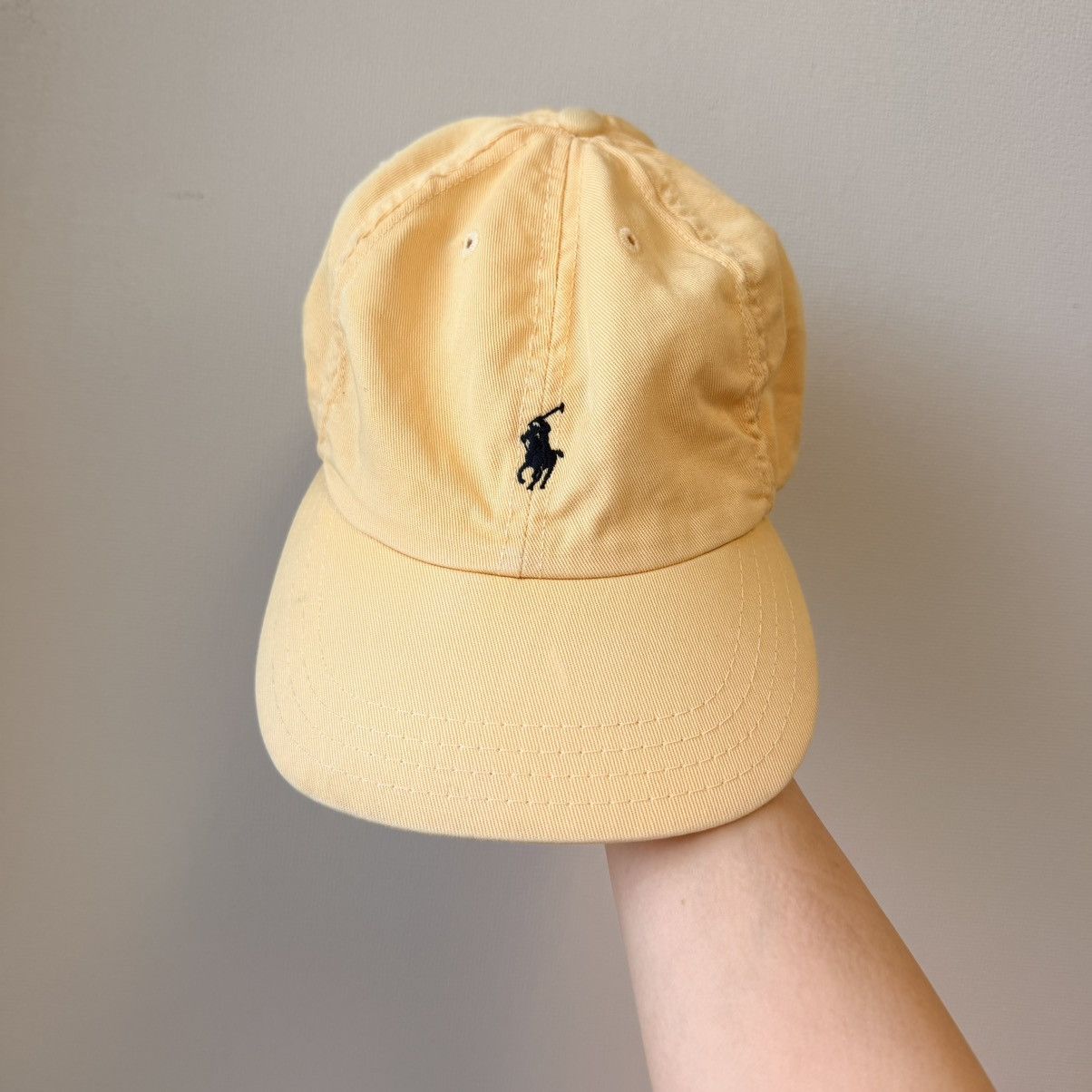 Polo Ralph Lauren Vintage Polo Ralph Lauren Yellow Chino Cap Navy Pony USA Size ONE SIZE - 3 Thumbnail