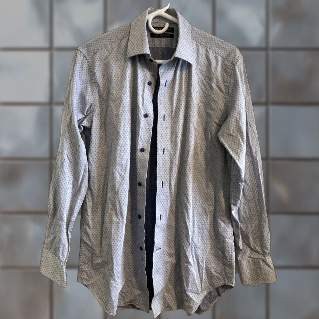 Saks Fifth Avenue VINTAGE? No  Saks Fifth Avenue Dress Shirt Men 15 32/33 Slim  Fit Gray Button-Down Collared Knit 100% Cotton, Classic Modern 15 in Neck  Mens | Grailed