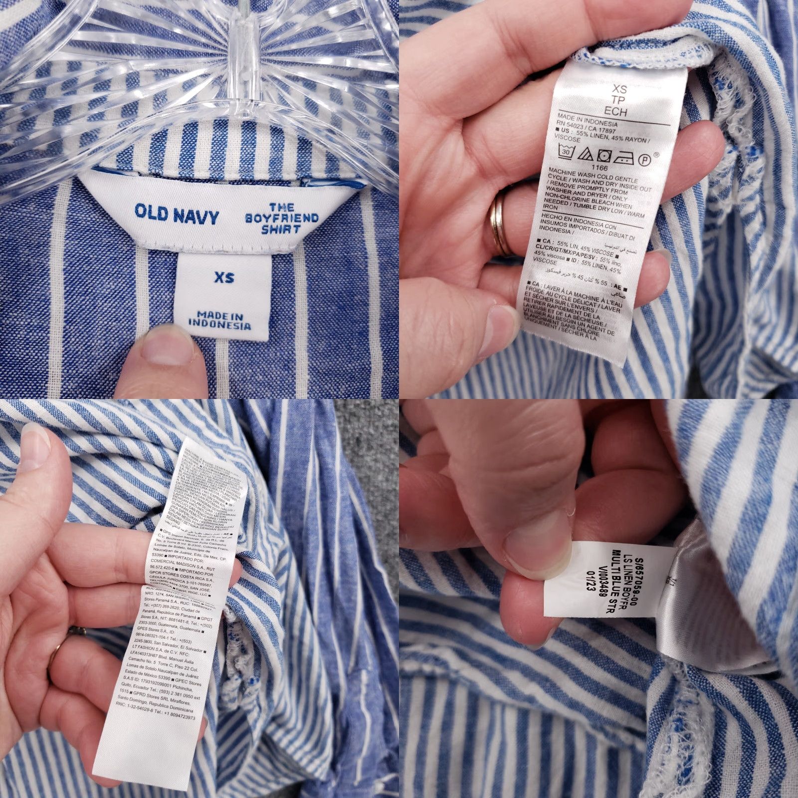 Old Navy Old Navy Shirt Womens XS Extra Small Blue Stripe Button Long Sleeve Size XS / US 0-2 / IT 36-38 - 8 Thumbnail