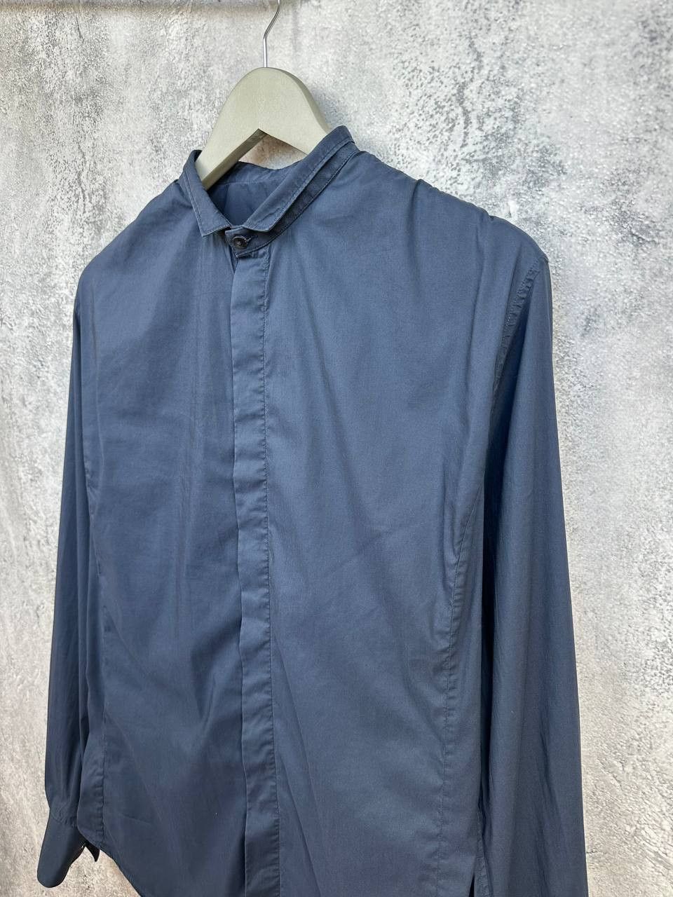 Giorgio Armani Giorgio Armani Navy Hidden Placket Dress Shirt Stretch Size US M / EU 48-50 / 2 - 5 Thumbnail