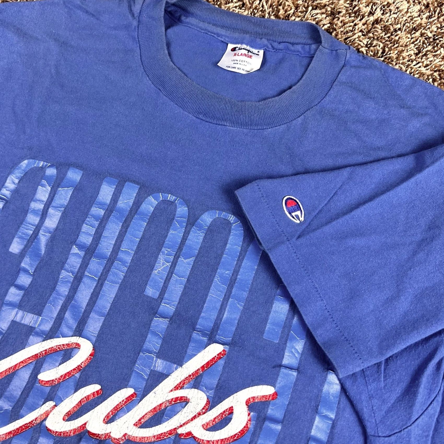 Champion VINTAGE Champion Chicago Cubs 1993 Single Stitch T-Shirt XL Blue Graphic Tee Mens 90s Grunge MLB Logo Size US XL / EU 56 / 4 - 3 Thumbnail