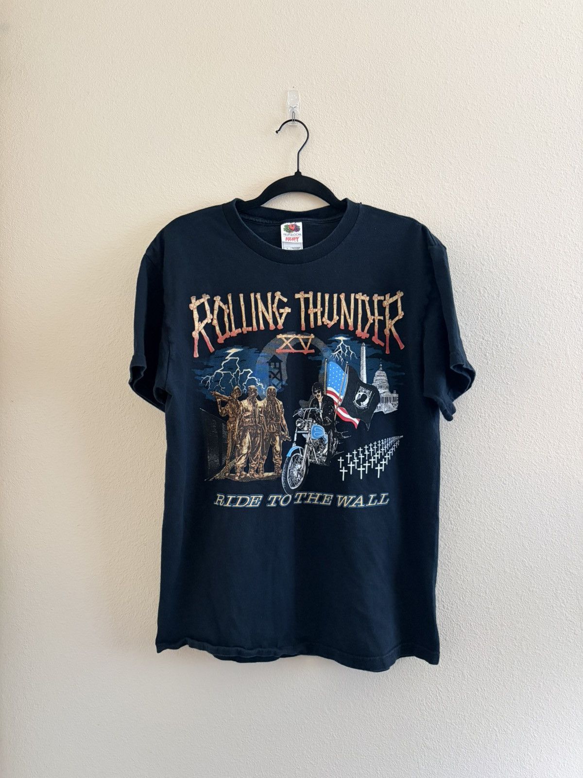Vintage Vintage 2002 Rolling Thunder XV Ride - Biker Veteran Art Tee Size US M / EU 48-50 / 2 - 1 Thumbnail