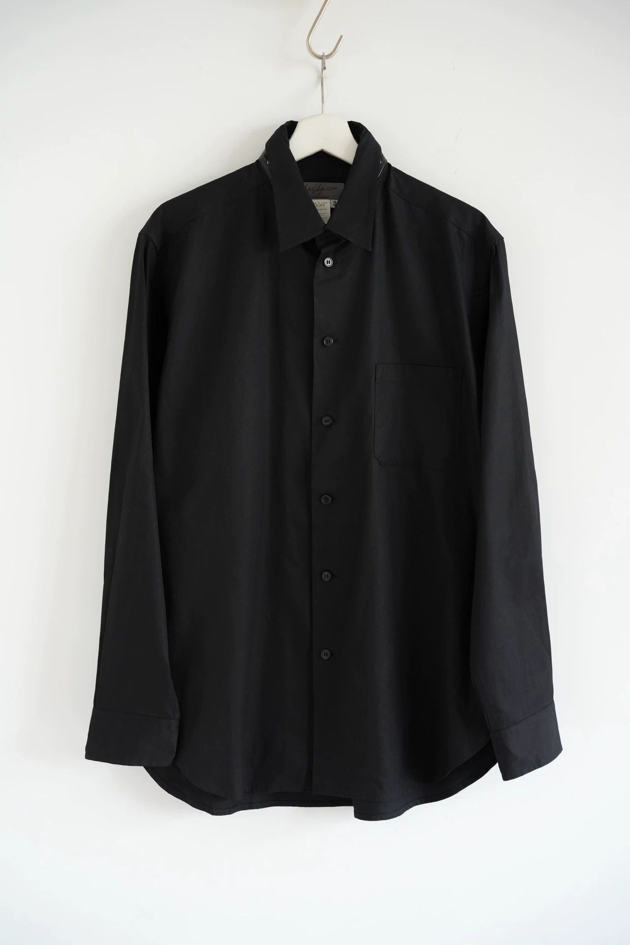 Yohji Yamamoto Yohji Yamamoto 08AW 2043 Leather Collar Logo Shirt Size US L / EU 52-54 / 3 - 1 Thumbnail