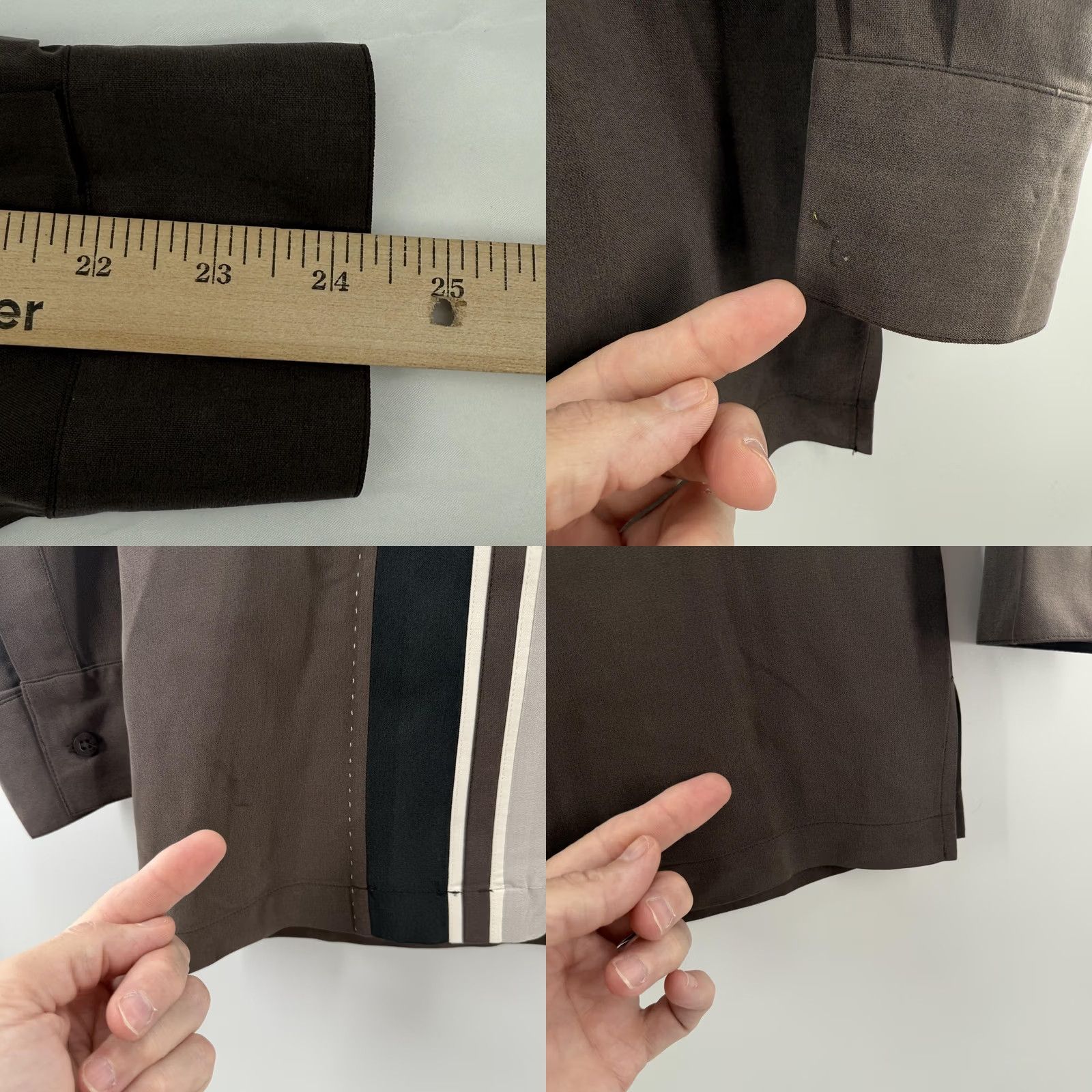 Nat Nast VINTAGE Nat Nast Shirt Mens Large Brown Striped Long Sleeve Silk Viscose Button Up Size US L / EU 52-54 / 3 - 8 Thumbnail