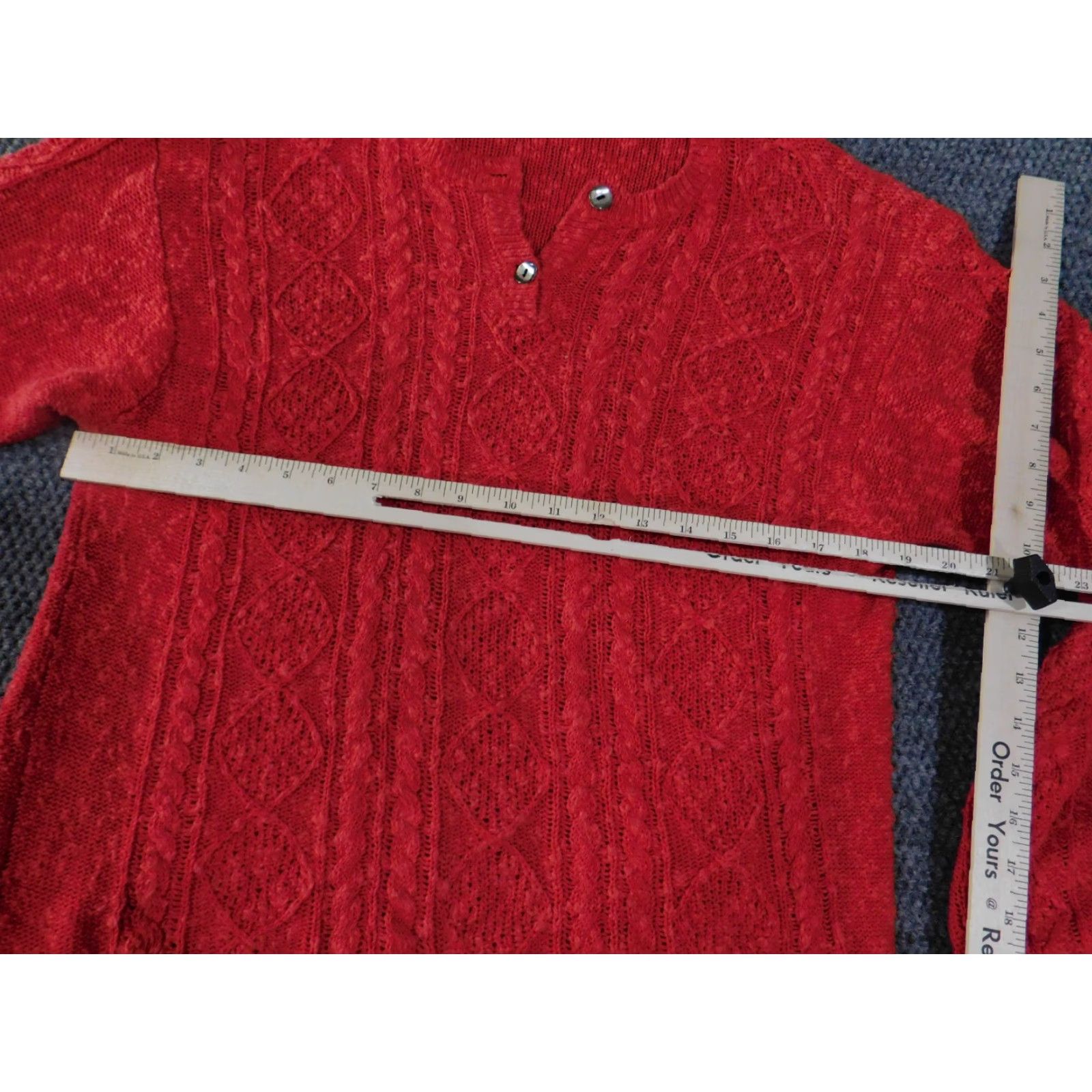 Vintage Alcott and Andrews Sweater Womens Medium Red Cable-Knit Pullover Crew Neck Long Sleeve Size M / US 6-8 / IT 42-44 - 3 Thumbnail