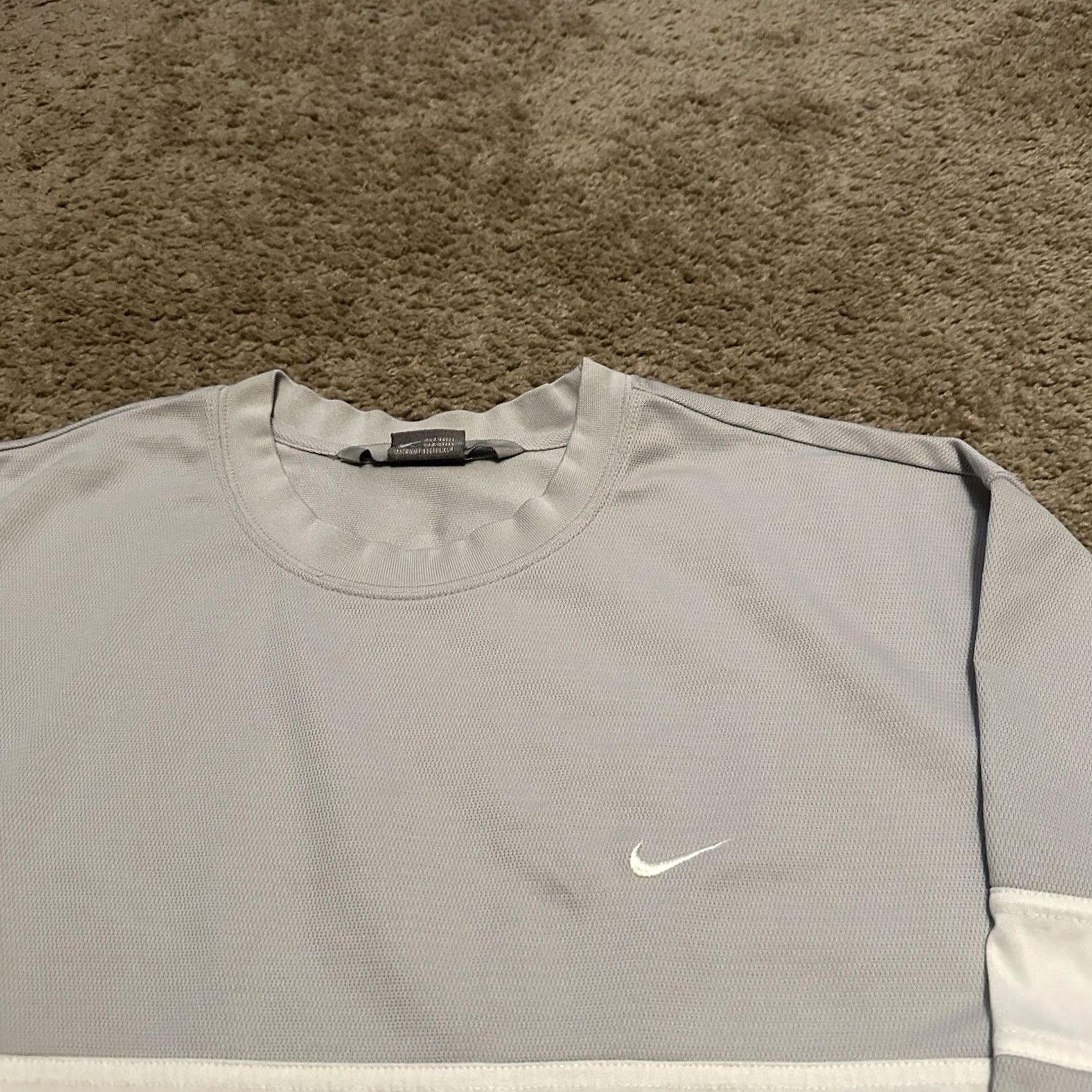 Nike VINTAGE Nike Jersey Mens XL Striped Long Sleeve Grunge Y2K 90s Gray Logo Crew Neck Size US XL / EU 56 / 4 - 4 Thumbnail