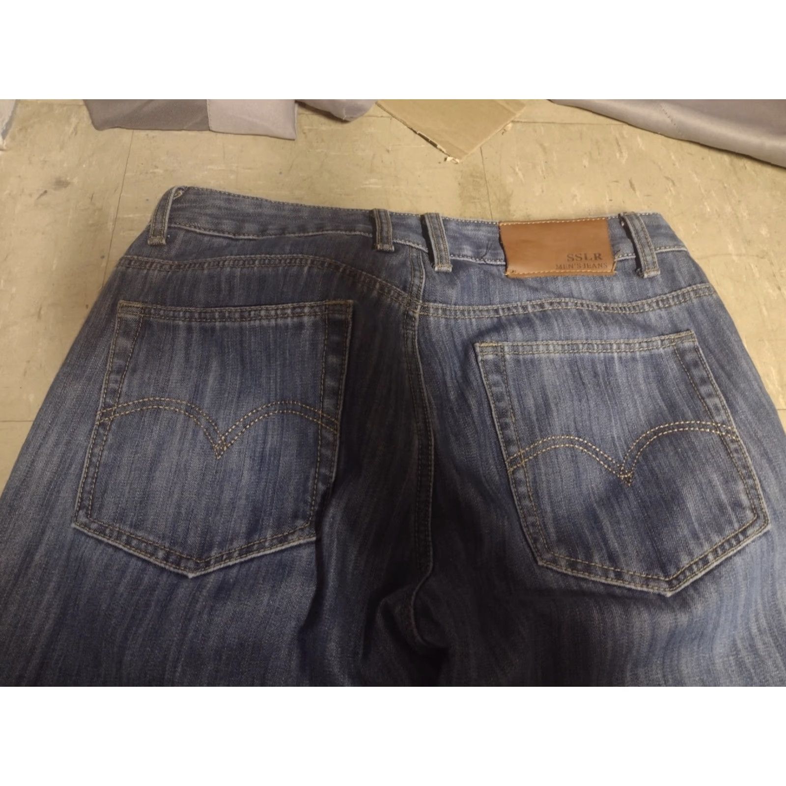 Vintage SSLR Jeans Adult 32 Blue Lined Regular Straight Men's Size US 32 / EU 48 - 6 Thumbnail