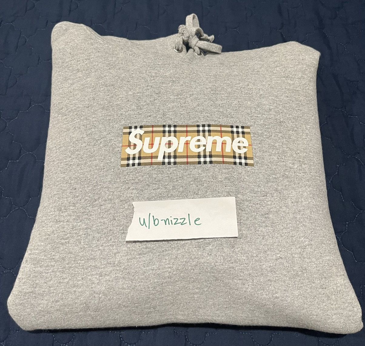 image of Burberry Box Logo Hoodie in Grey, Men's (Size Small)