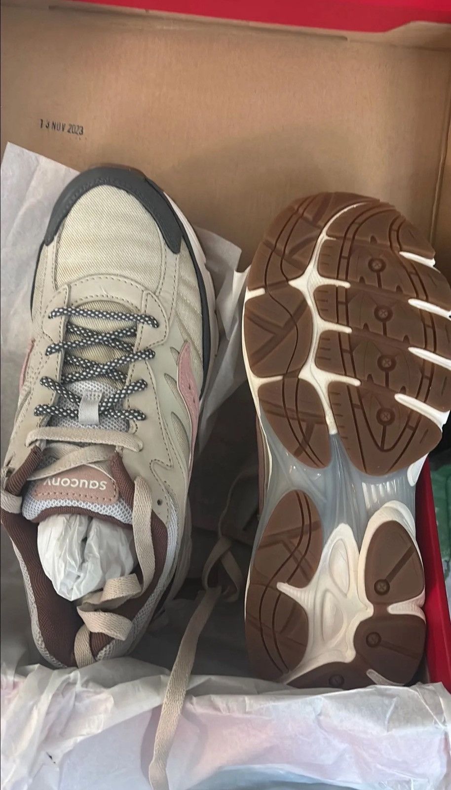 Saucony Saucony ProGrid Omni 9 “Beige/Grey/Brown/Pink Size US 8.5 / EU 41-42 - 2 Thumbnail