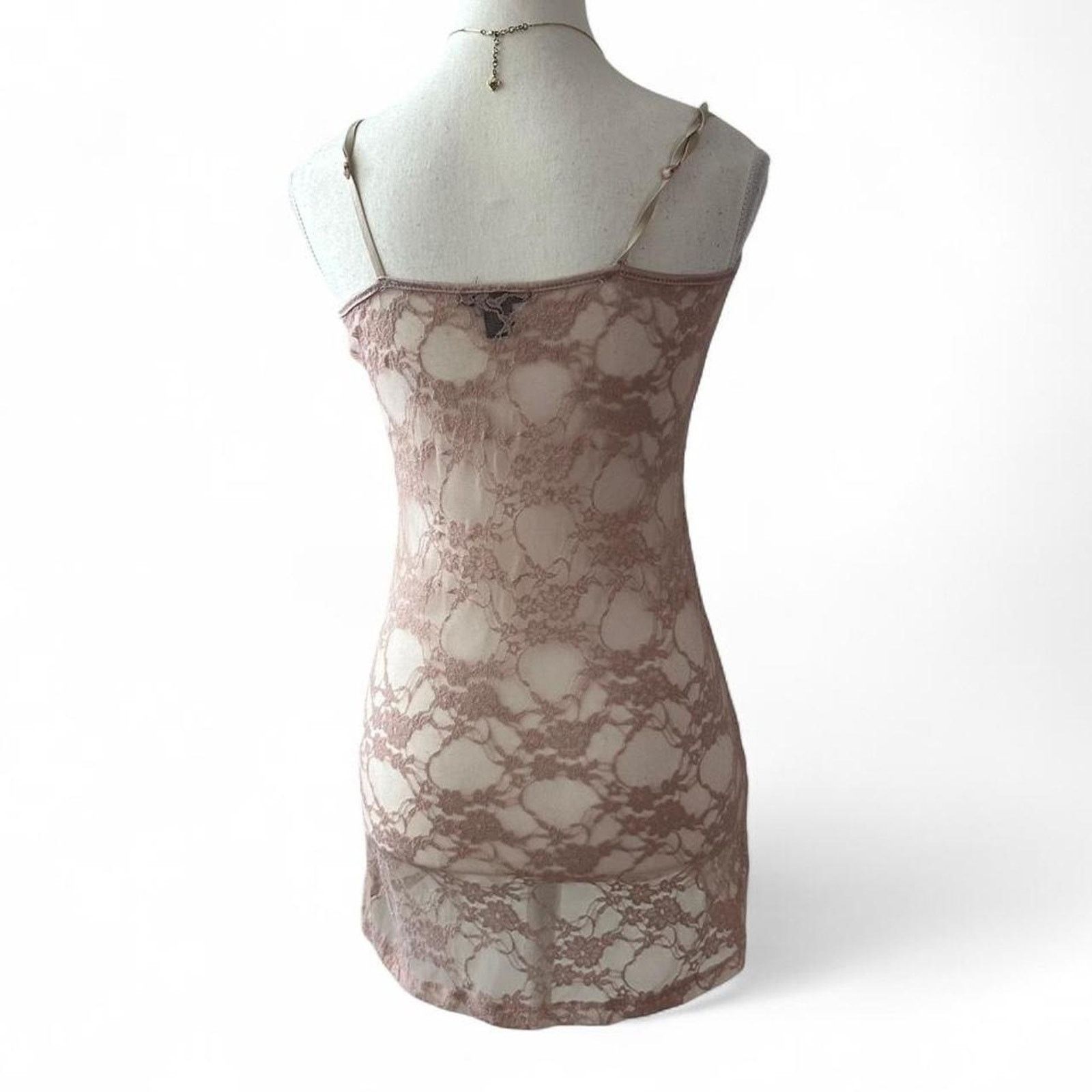 Other Pink Sheer Lace Y2K Layering Full Length Cami Top Size Large Size L / US 10 / IT 46 - 2 Thumbnail