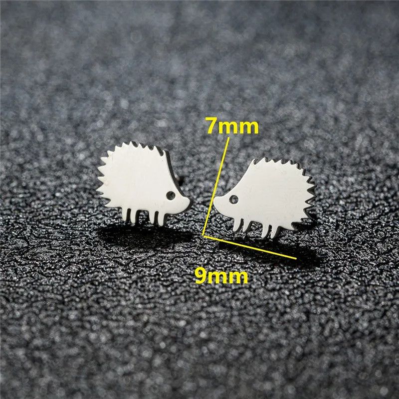 Jewelry Hedgehog Mini Stud Earrings Charm Earring Gift Size ONE SIZE - 2 Thumbnail