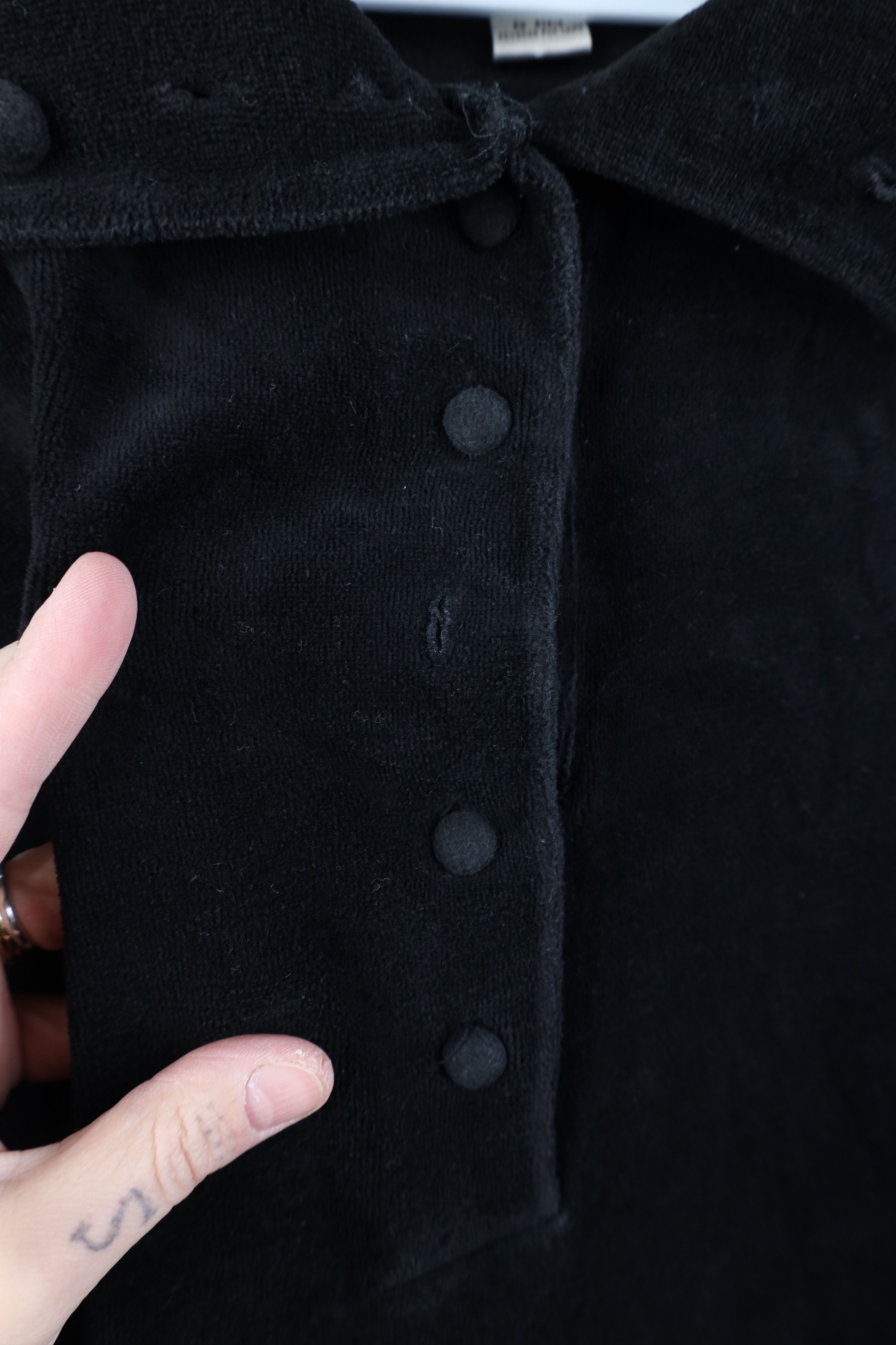 Vintage Vintage 70s Streetwear Blank Velour Long Sleeve Polo Black Size M / US 6-8 / IT 42-44 - 5 Thumbnail