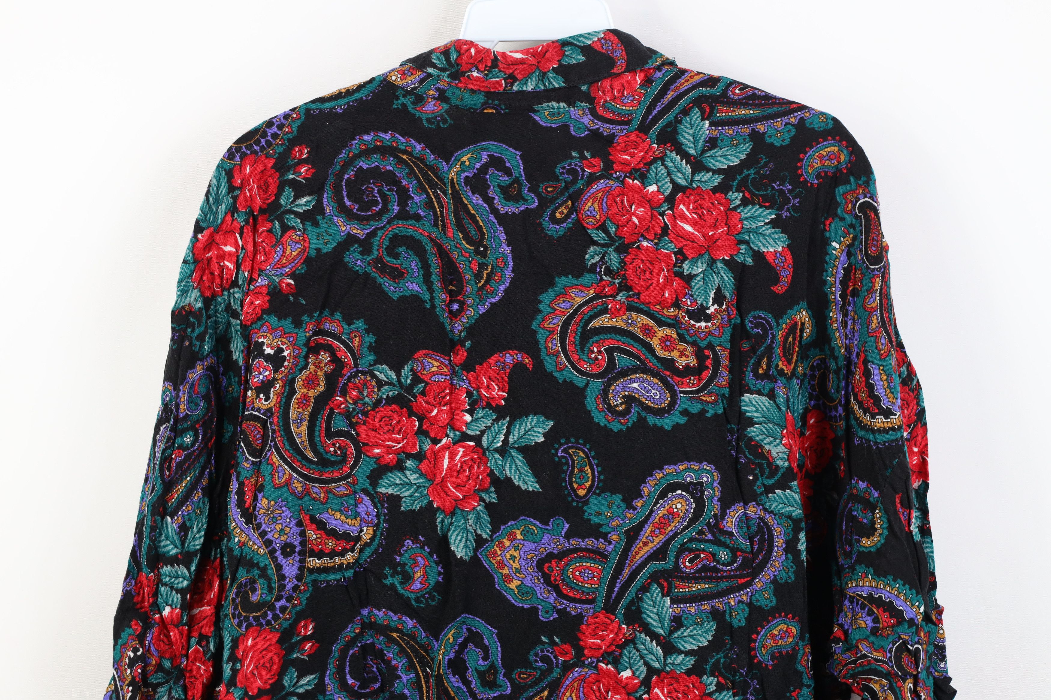 Vintage Vintage 90s Streetwear Gabardine Flower Paisley Button Shirt Size XXL / US 16-18 / IT 52-54 - 9 Thumbnail