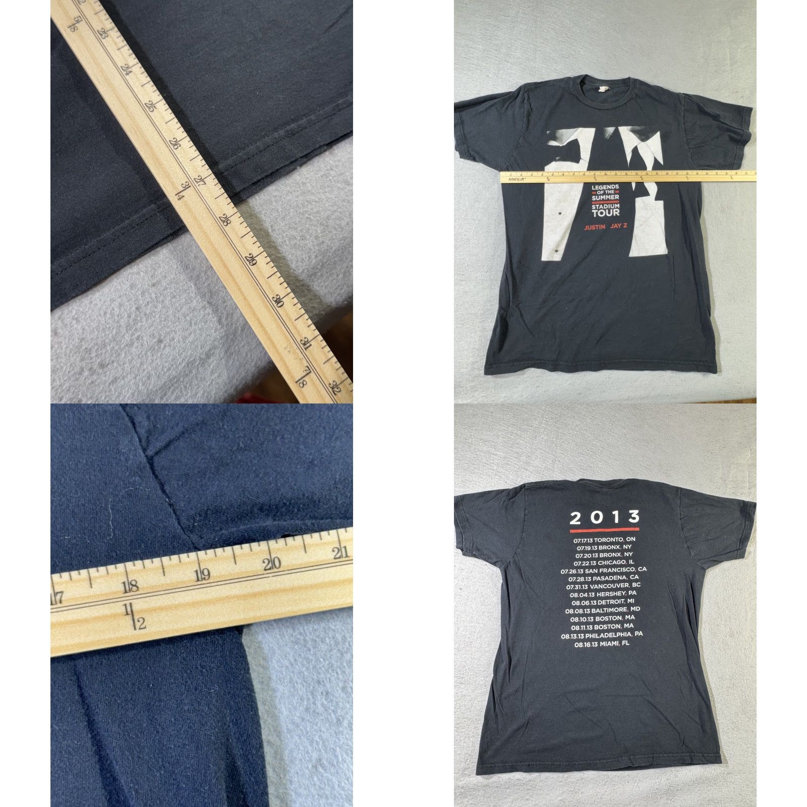 Vintage Legends Summer Stadium Tour Shirt Mens Large Black Justin Jay Z Concert 2013 VTG Size US L / EU 52-54 / 3 - 8 Thumbnail