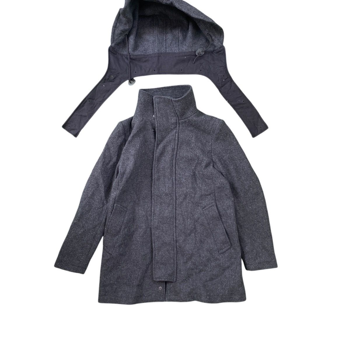 Issey Miyake × Japanese Brand × Zucca Vintage Zucca Wool Jacket by Issey Miyake Removable Hoodie Size L / US 10 / IT 46 - 1 Thumbnail