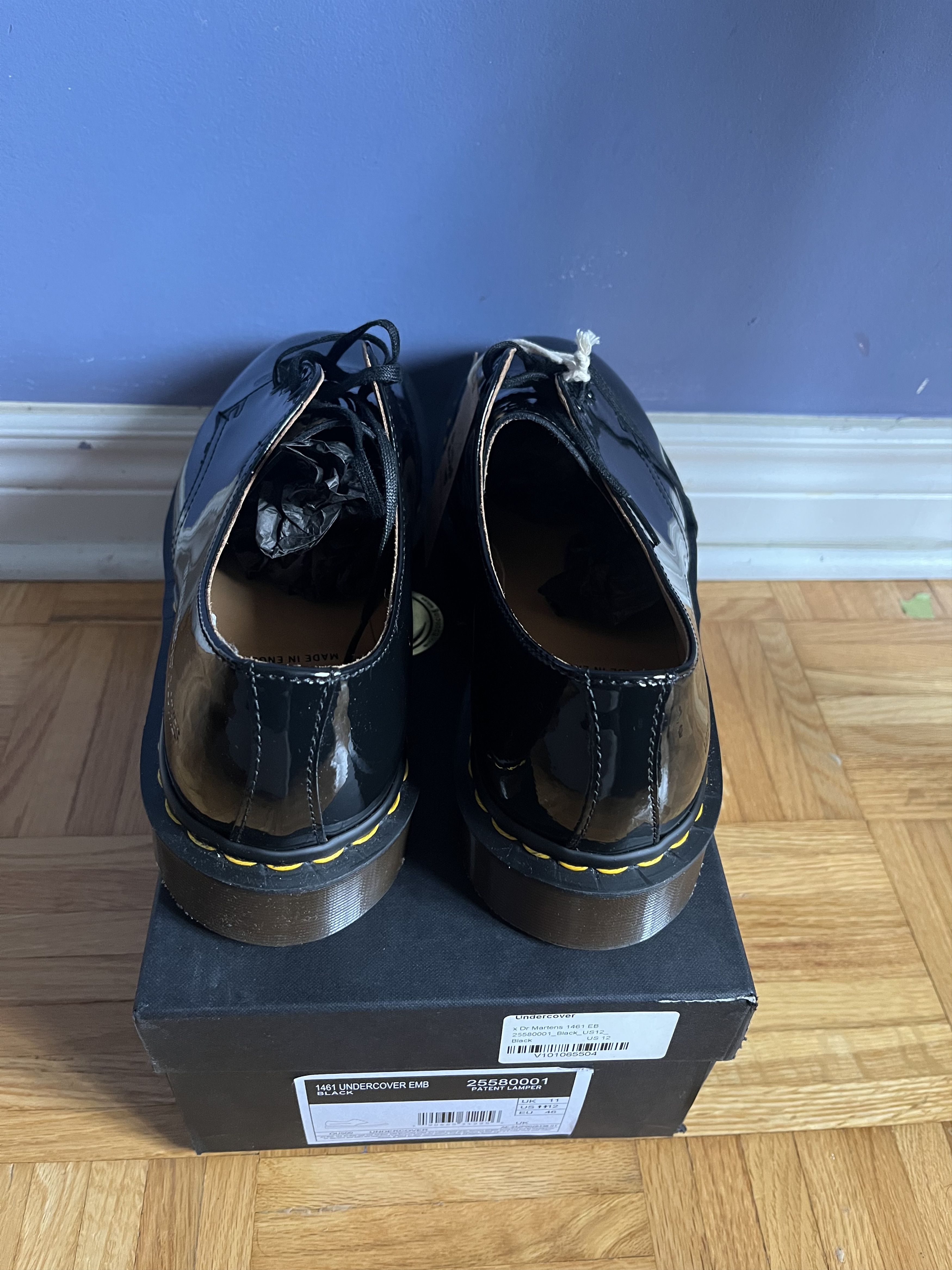 Dr. Martens × Undercover DR MARTENS X UNDERCOVER PATENT LEATHER BLACK Size US 12 / EU 45 - 4 Thumbnail