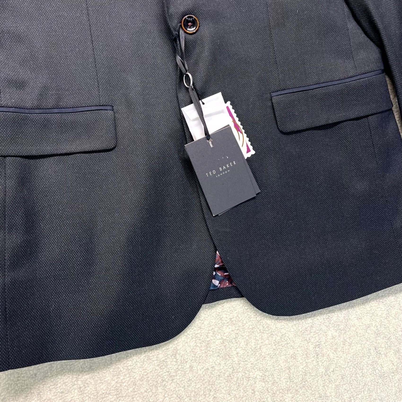 Ted Baker NWT Ted Baker Mens Blazer L Navy Blue Solid Classic Single Breasted Two-Button Tuxedo Size 42R - 4 Thumbnail